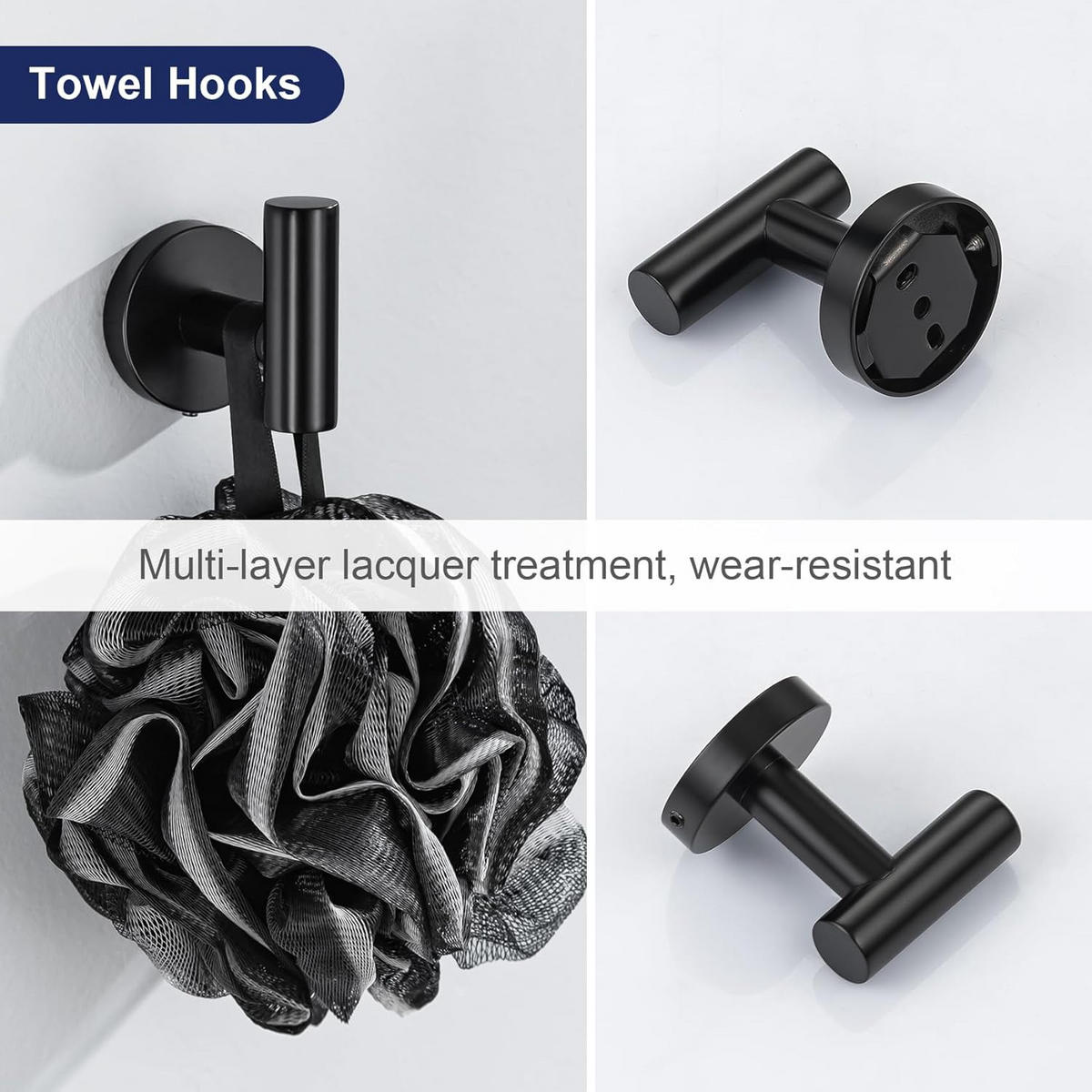 BADEZIMMER-REGAL-SET, schwarz, 34/17/6 cm - Schwarz, Metall (17/6/34cm)