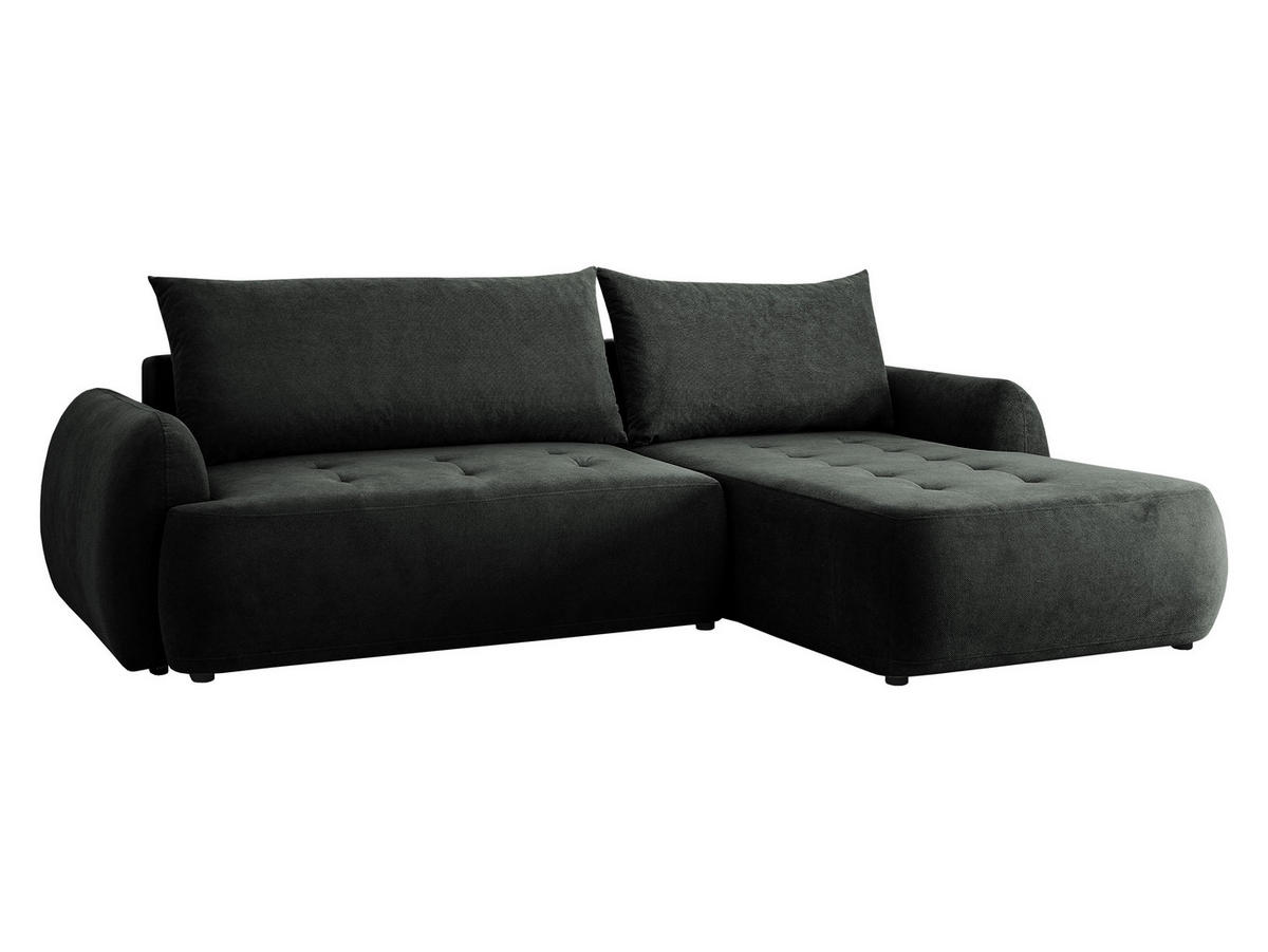 COLTAR Bueno II, Dreapta - gri închis/negru, material textil/lemn (185/280cm) - MIRJAN24