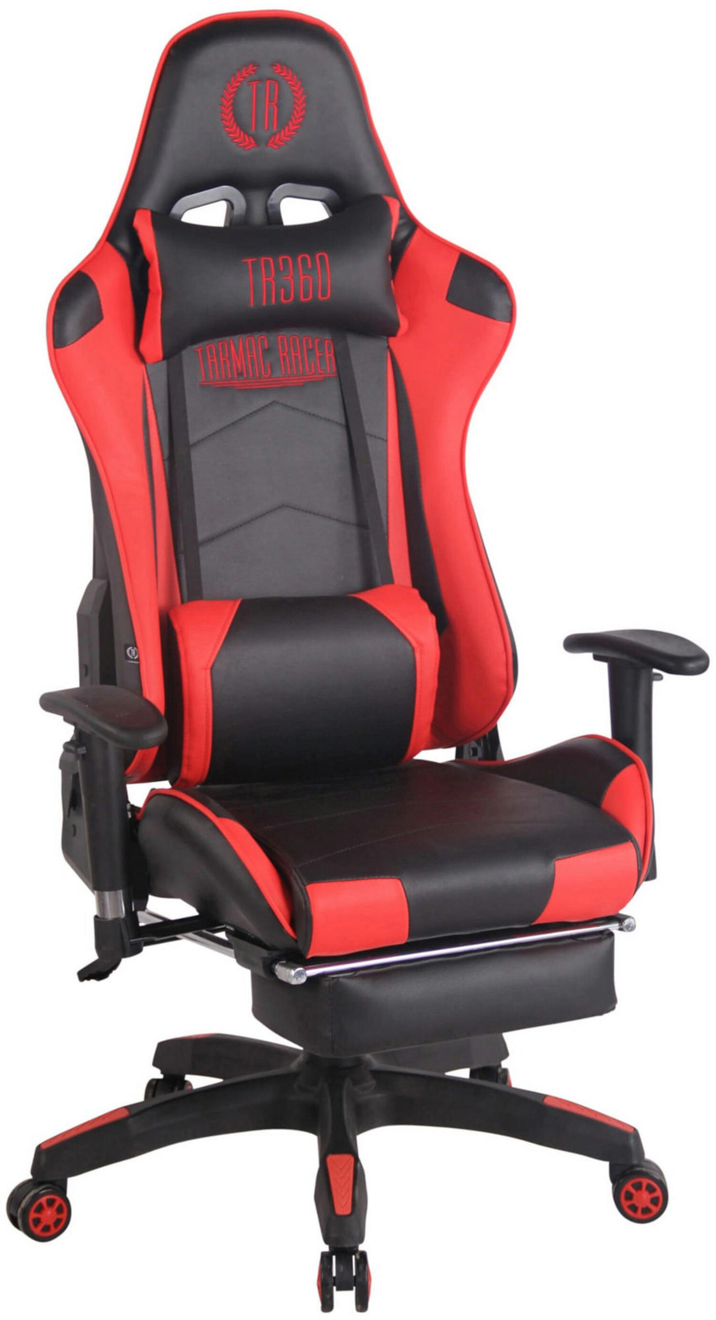 BÜROSTUHL Racing Turbine mit Fußablage, Schwarz/Rot - Rot, Kunststoff/Textil (67/142/58cm) - TPFLiving
