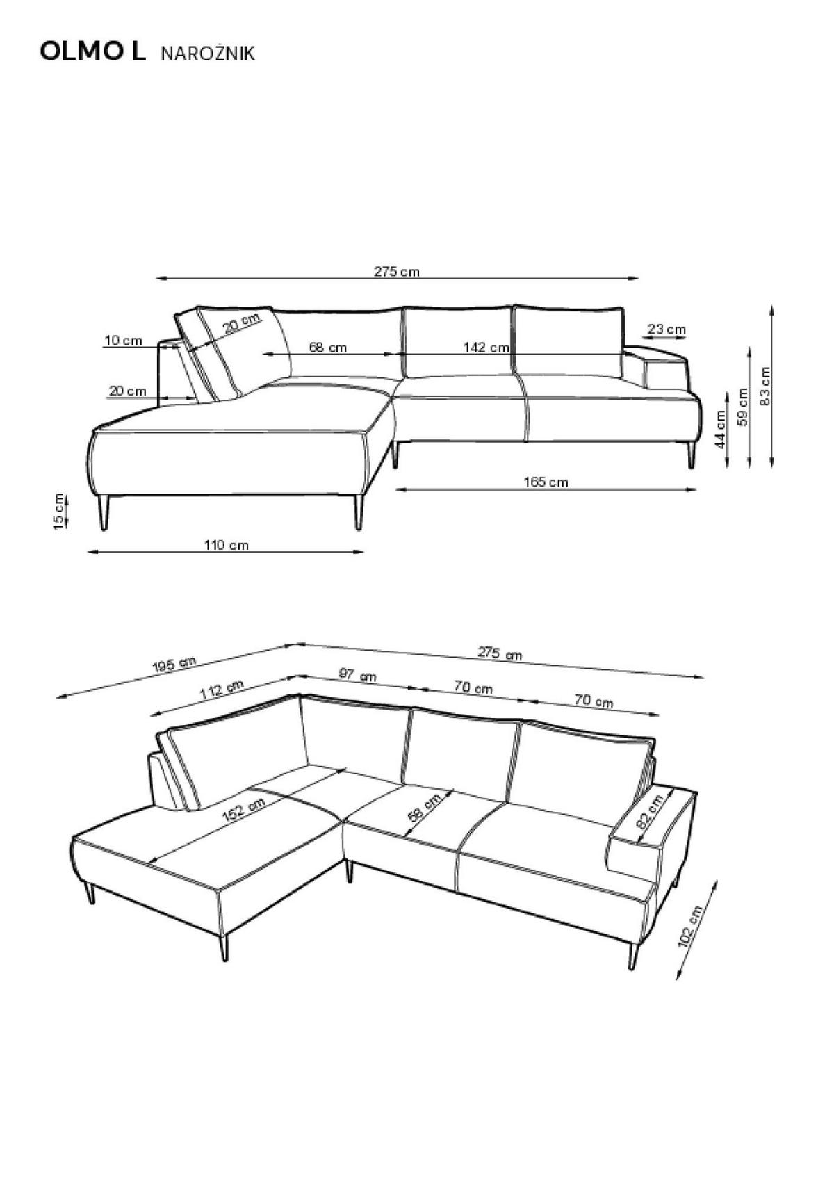 ECKSOFA OLMO Beige 275x195x83 cm - Beige, Textil (275/195cm) - FURNLUX