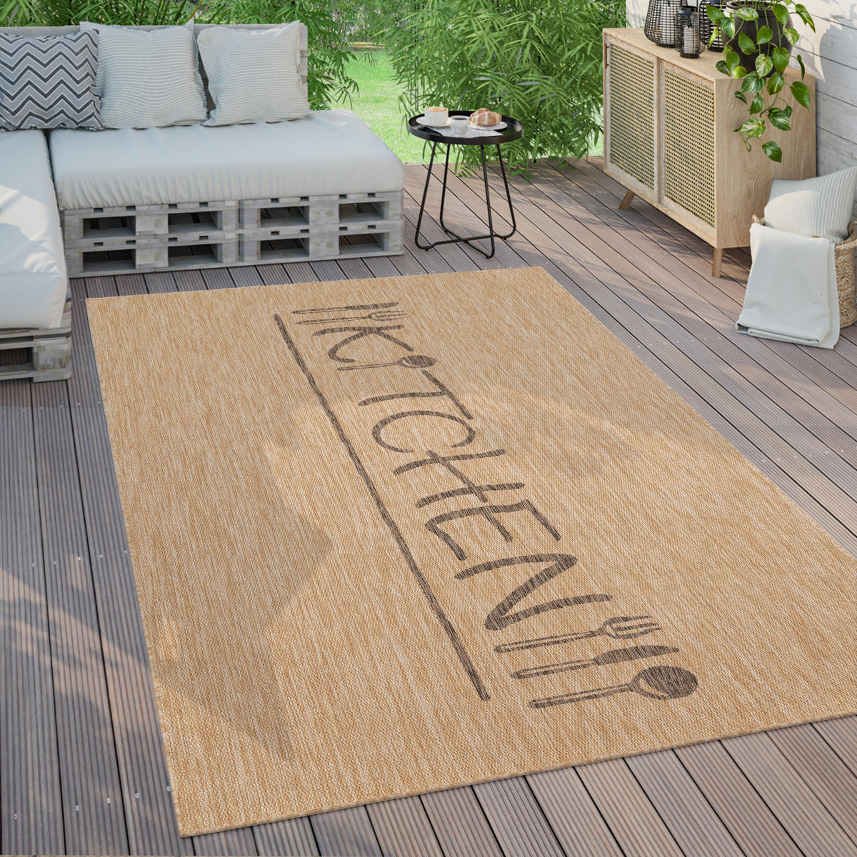 OUTDOORTEPPICH 120/160 cm Kitchen 385 - Beige, Textil (120/160cm) - Paco Home