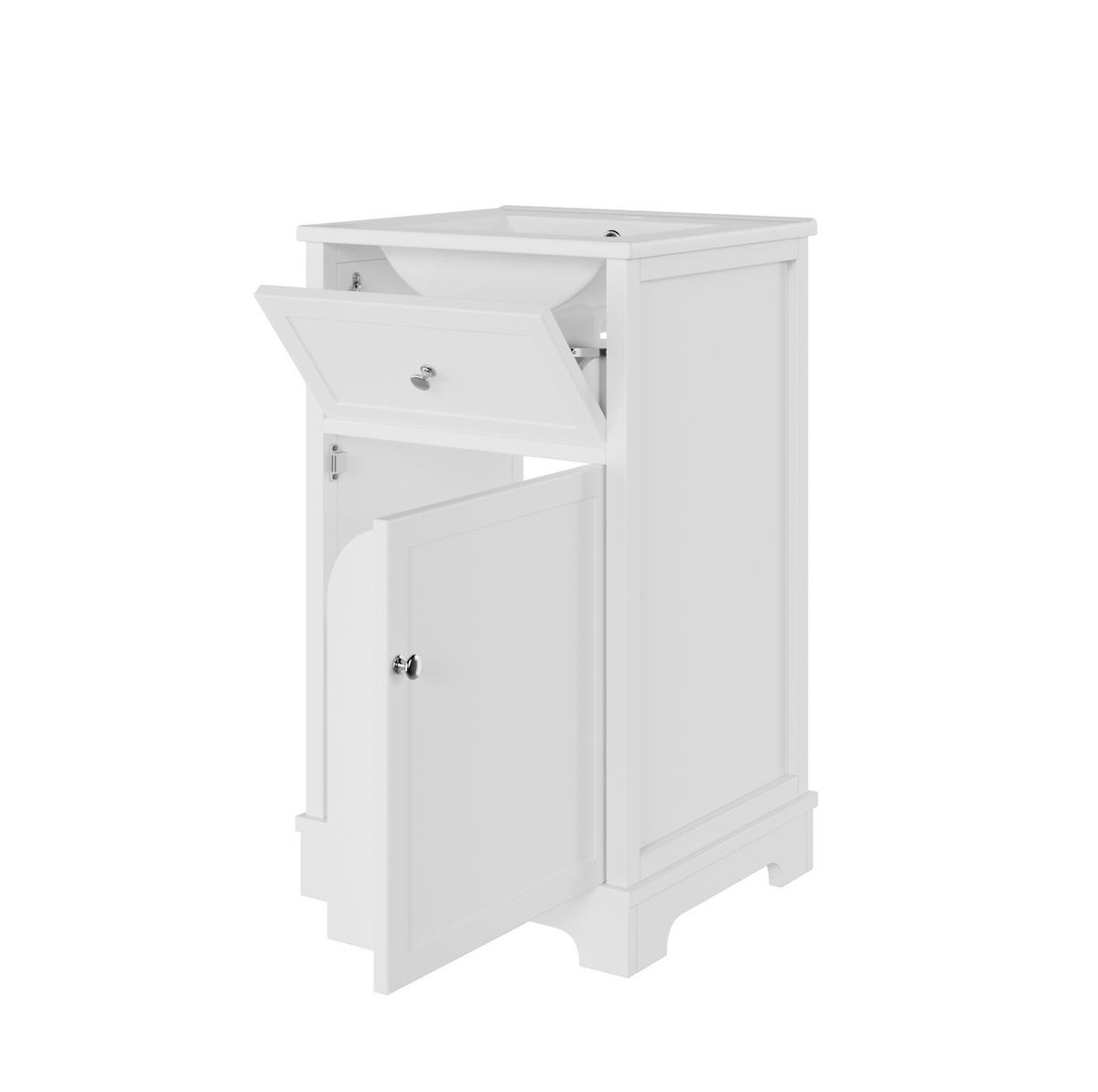 WASCHTISCH mit Keramikbecken 51 x 46 x 87 cm MDF Weiß - Weiß, Holzwerkstoff (46/87/51cm) - Beauniv