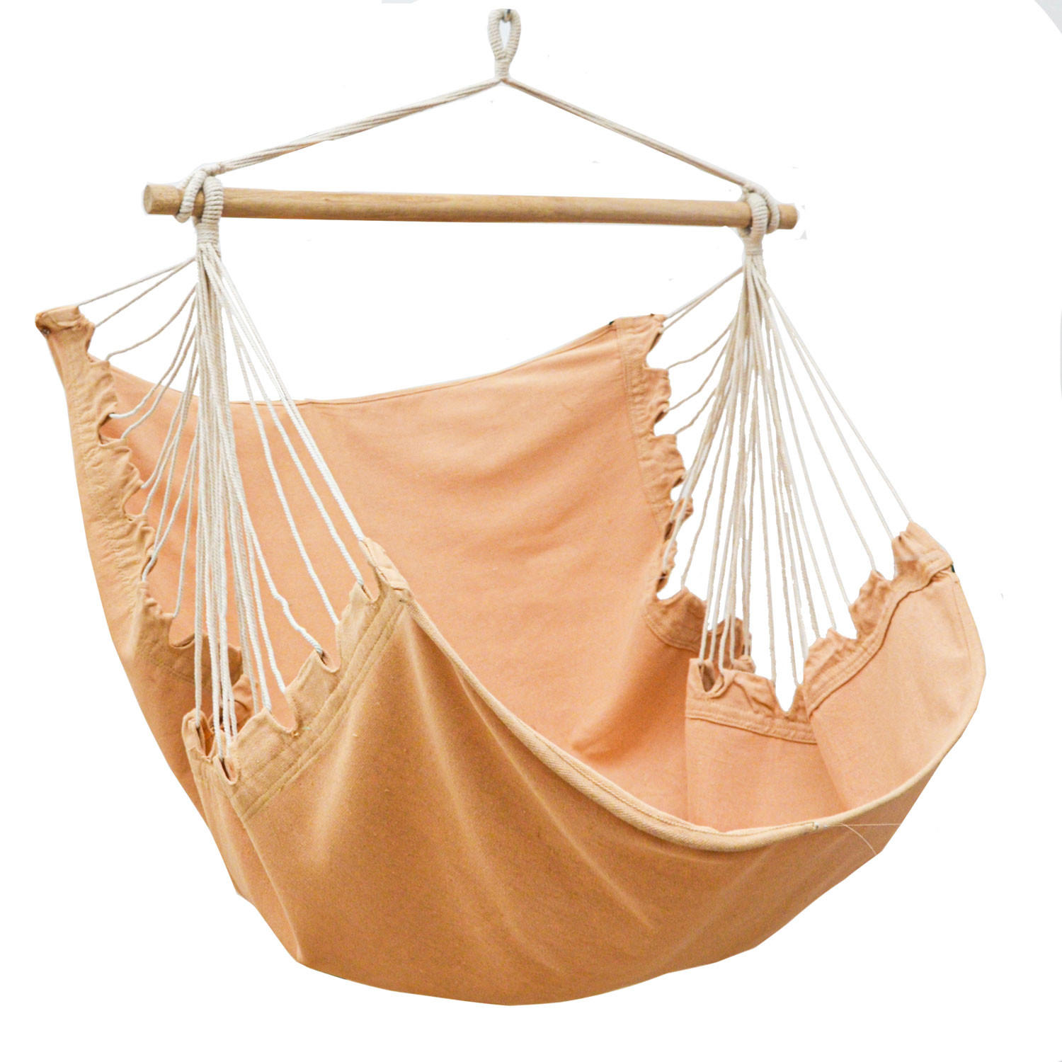 XL HÄNGESESSEL 155/125 cm Belastbar bis 100kg Koralle - Beige, Textil (125/140/155cm) - Amanka