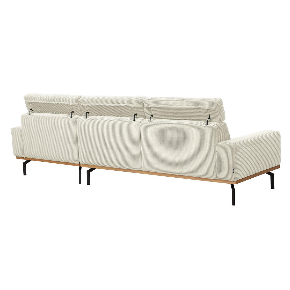 SOFA mit Longchair rechts Katrien Cordstoff creme - Creme, Kunststoff (135/280cm) - 58aufmkessel