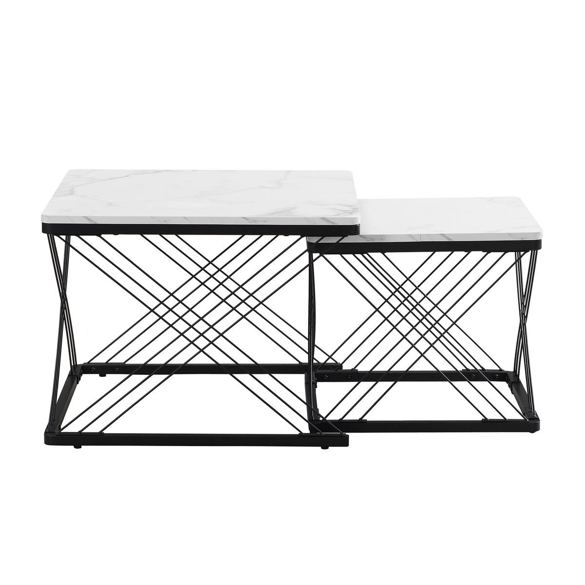 COUCHTISCH 2er-set Schwarz und Weiß - Weiß, Holzwerkstoff/Metall (60/60/45cm) - Urban Meuble
