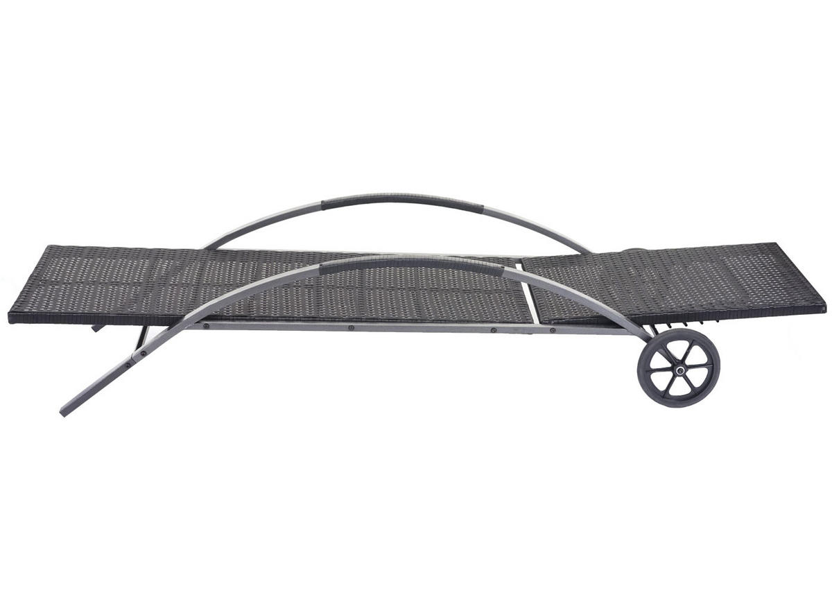 SONNENLIEGE Schwarz, Grau - Schwarz/Grau, Kunststoff (65/87/200cm) - MCW