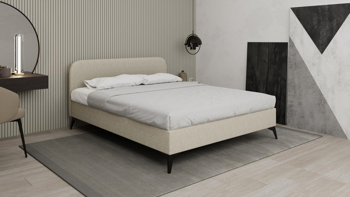 POLSTERBETT Mavilo 160 x 200 cm mit Bettkasten und Lattenrost taschenfederkernmatratze mit kokos 20cm - beige - Beige, Holz (160/200cm) - Panda Möbel