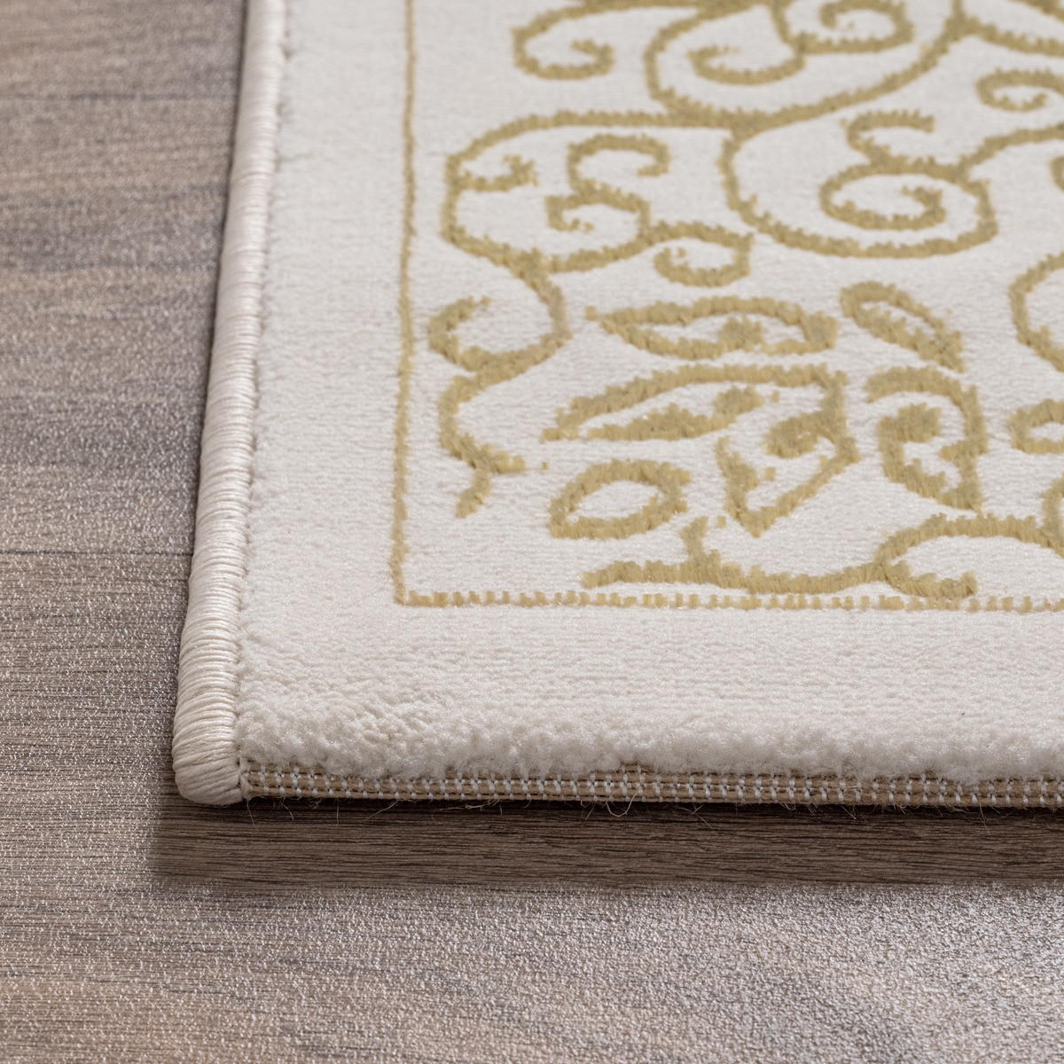 TEPPICH Kurzflor ERESMA Orient-Medaillon Polyester Creme 80 x 150 cm - Creme, Textil (80/150cm) - KADIMA DESIGN