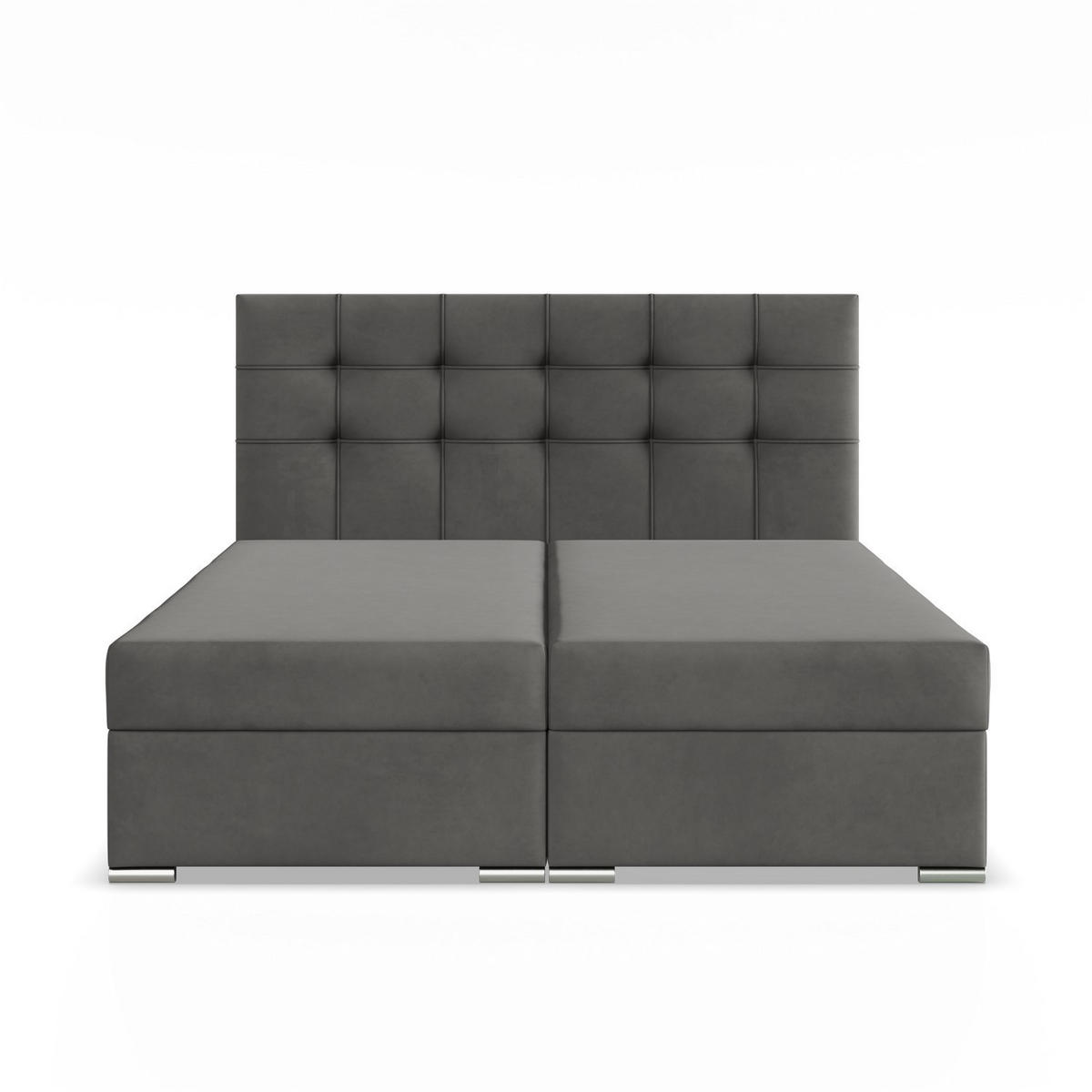 BOXBETT MIT KOPFTEIL 140x200 ELDA, Grau - Graphitfarben, Textil (140/200cm) - Mebligo