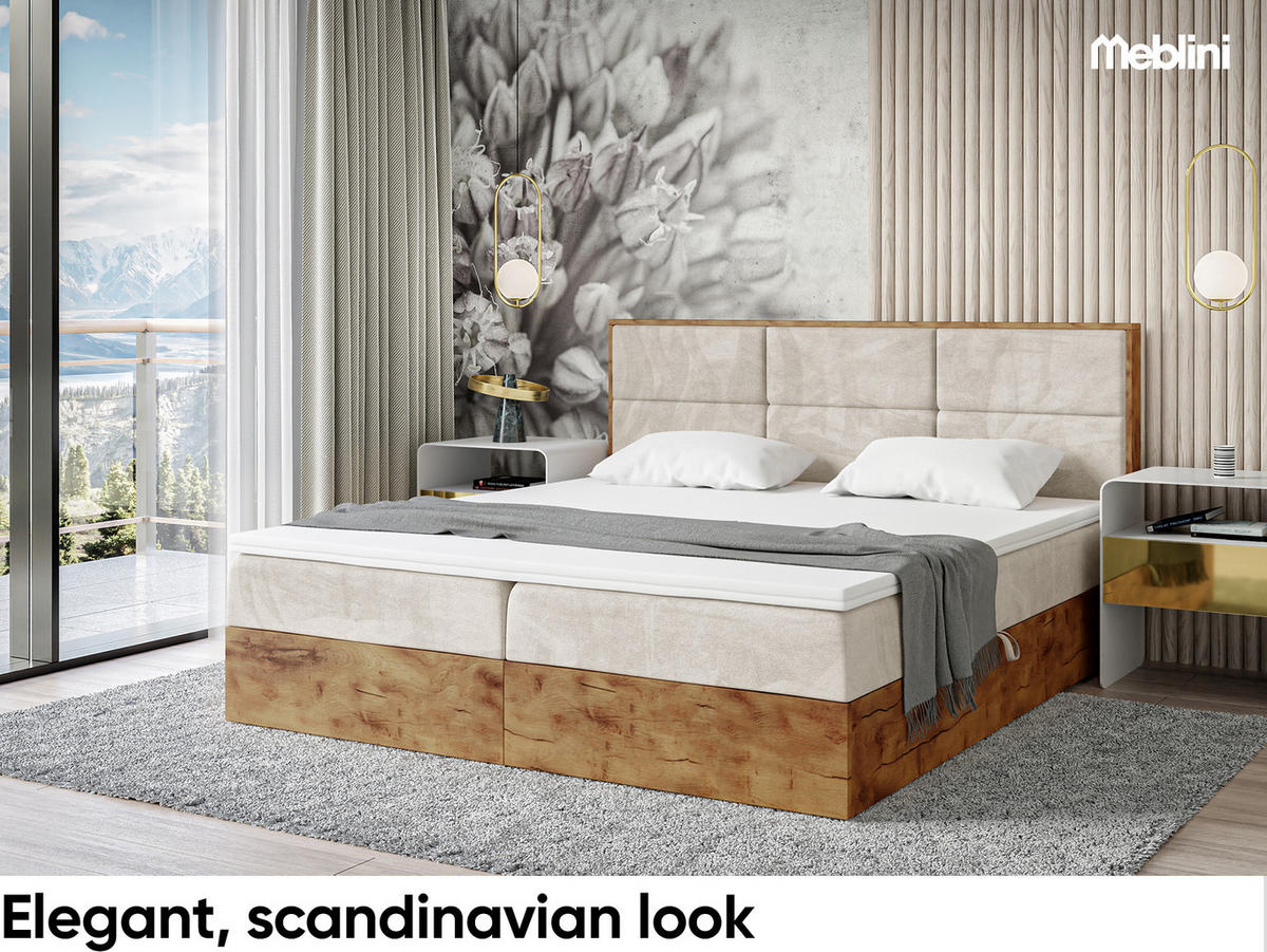 BOXBETT Lofty 2 - Creme/Schwarz, Holzwerkstoff/Textil (120/200cm) - Meblini