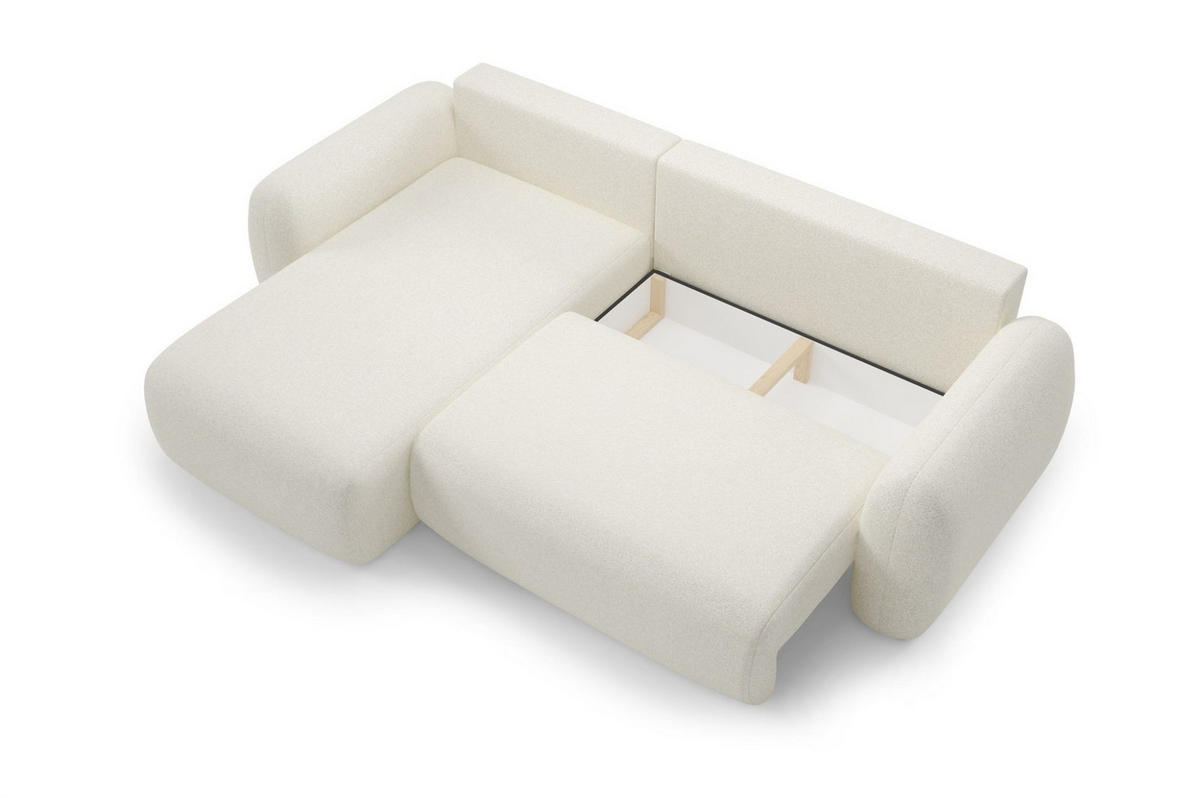 ECKSOFA Gaston Mit Schlaffunktion - Creme, Holzwerkstoff/Textil (304/190cm) - Fun Möbel