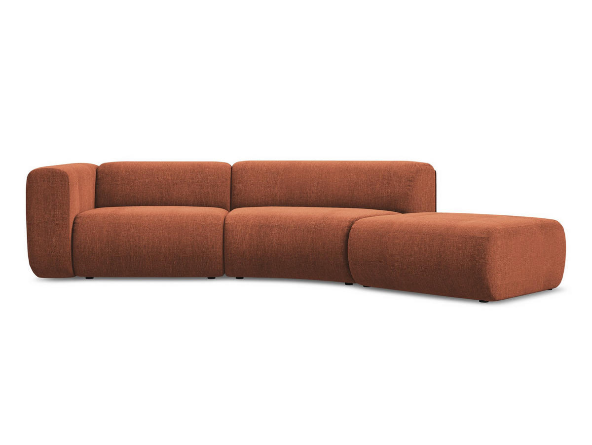 ECKSOFA Rechts Chenille Stoff Orange - Terracotta/Schwarz, Kunststoff/Textil (335/70/166cm) - Makamii