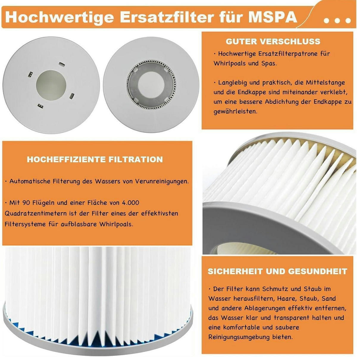 FILTERKARTUSCHEN 6er Set für Whirlpools - Grau, Kunststoff (10.8/6.8/10.8cm)