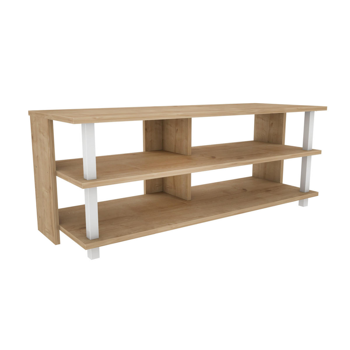 TV Board Pueblo Eiche Weiß - Eichefarben/Weiß, Holzwerkstoff (120/47/45cm) - Decorotika