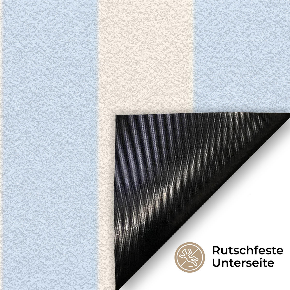 FUSSMATTE Orange – Blau – Streifen – Cheers 90x60 cm - Hellblau, Kunststoff (90/0.4cm) - MuchoWow