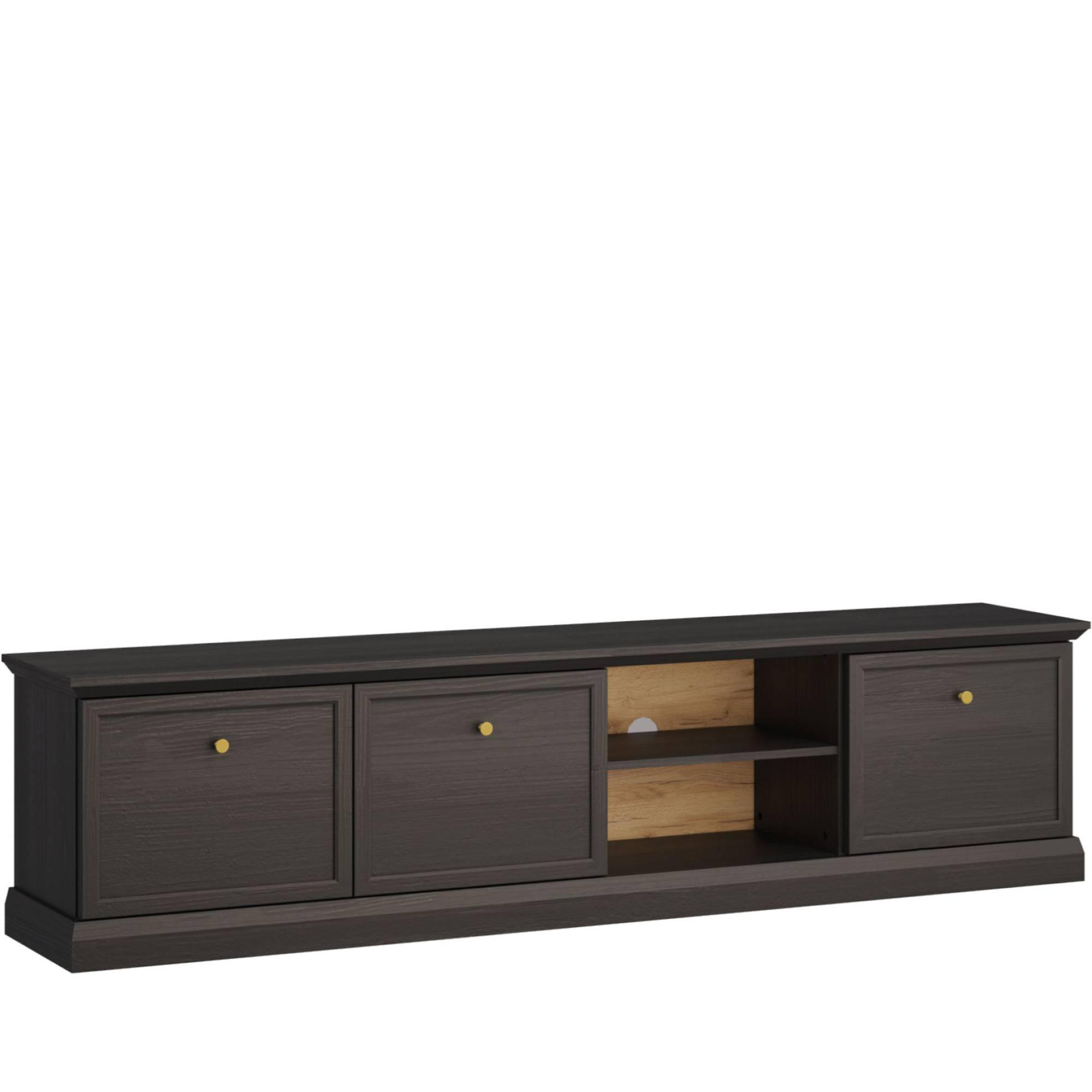 TV-LOWBOARD KATRIA - Schwarz, Holzwerkstoff (206/51/40cm) - KONSIMO®