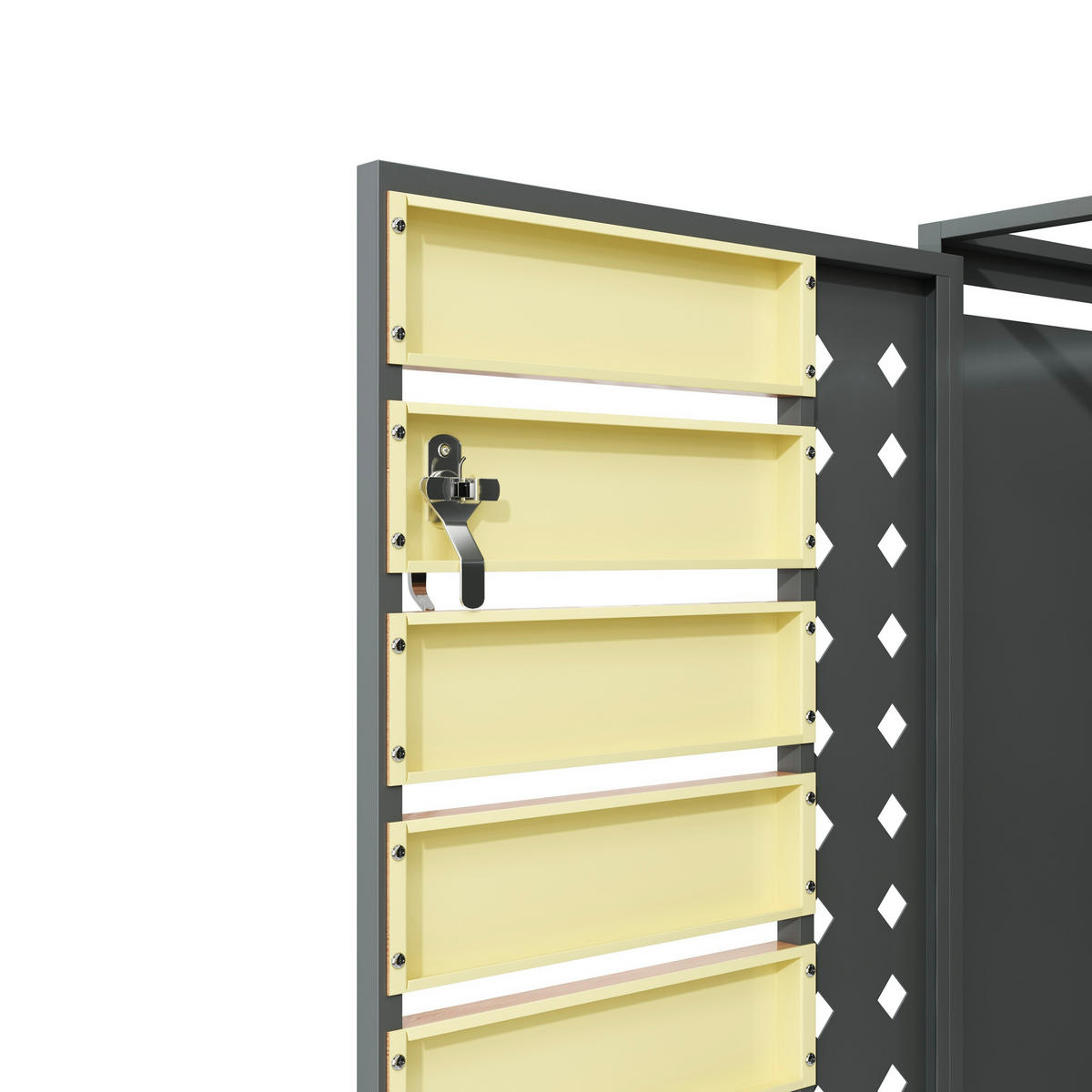 MÜLLTONNENBOX aus Stahl in Grau/Holzoptik mit hydraulischem Klappdeckel 264x80x118,5 cm - Grau, Metall (264/118.5/80cm) - Modfu