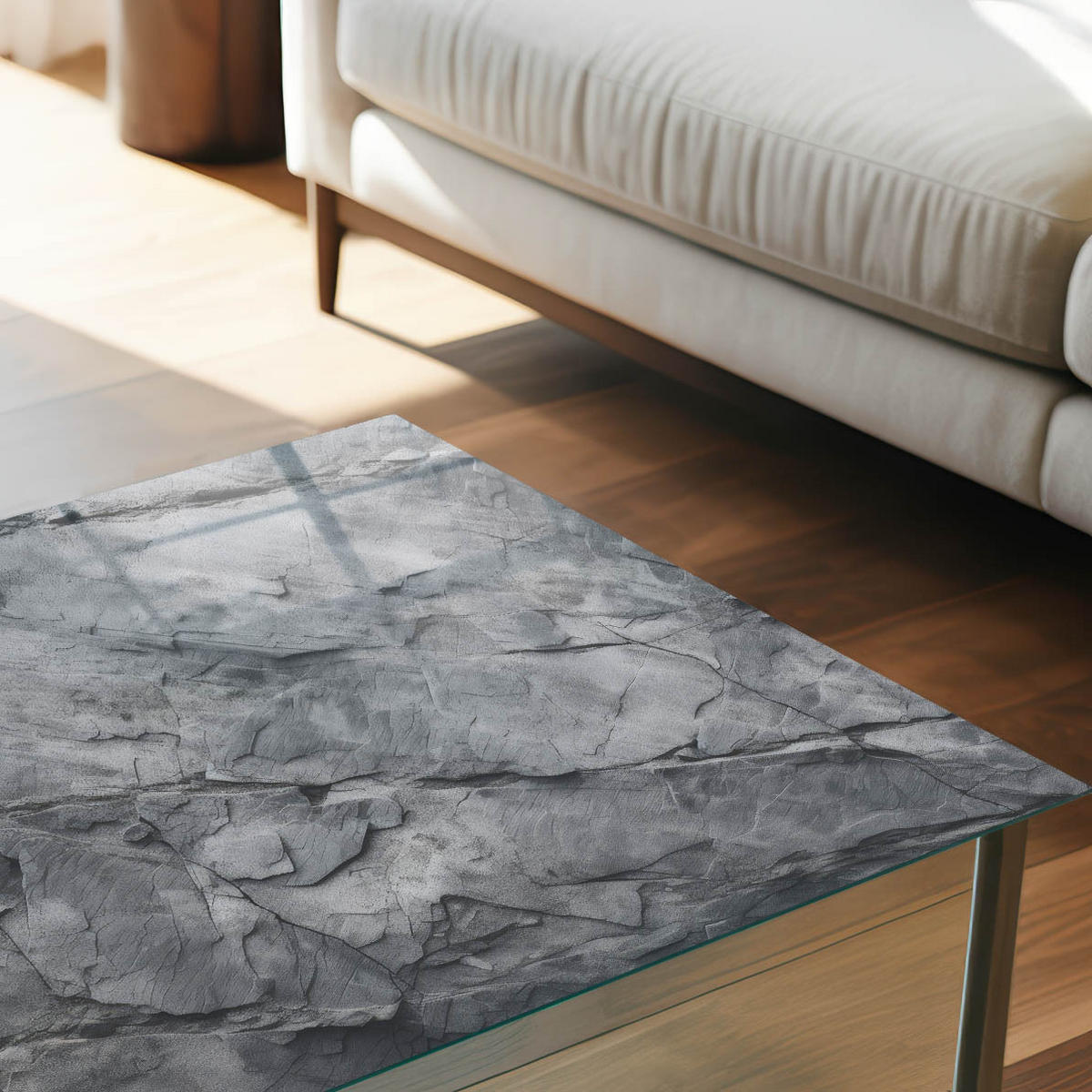 TISCHPLATTE 50x50 cm – Felsstruktur - Grün, Glas (50/50/0.4cm) - Wallfluent