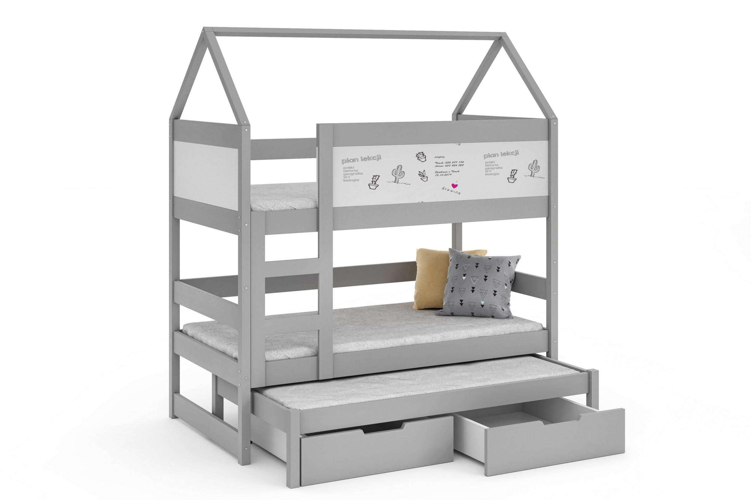 ETAGENBETT TAMI mit Bettkasten 80x160 cm Hellgrau - Grau, Holz (80/160cm) - MASSENO