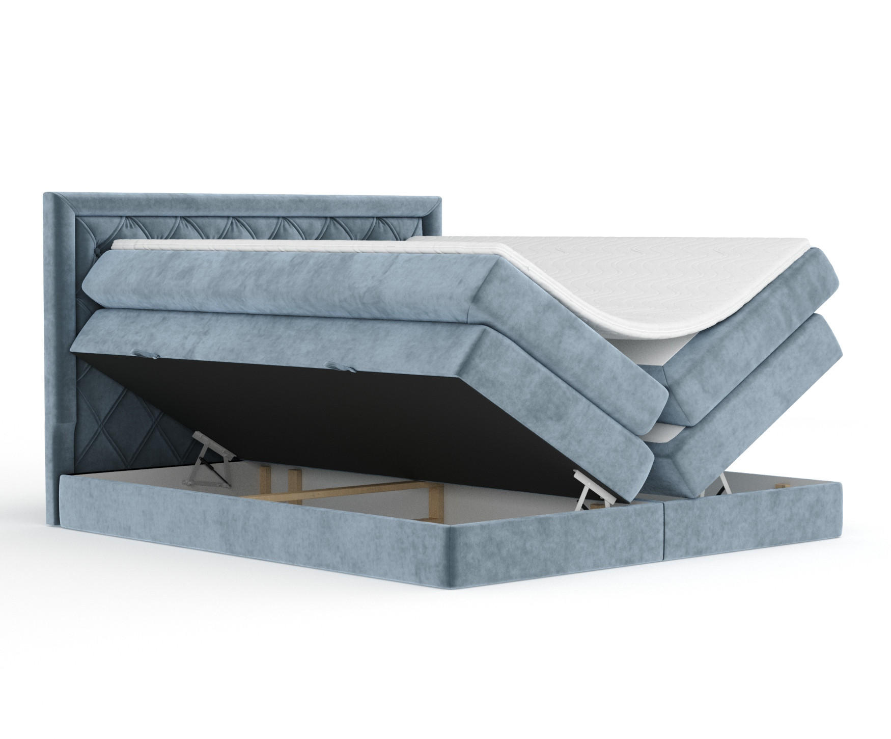 BOXSPRINGBETT Aurelia Blau Grau 160/200 cm - Blaugrau/Schwarz, Holz/Holzwerkstoff (160/200cm) - Maison de Reve