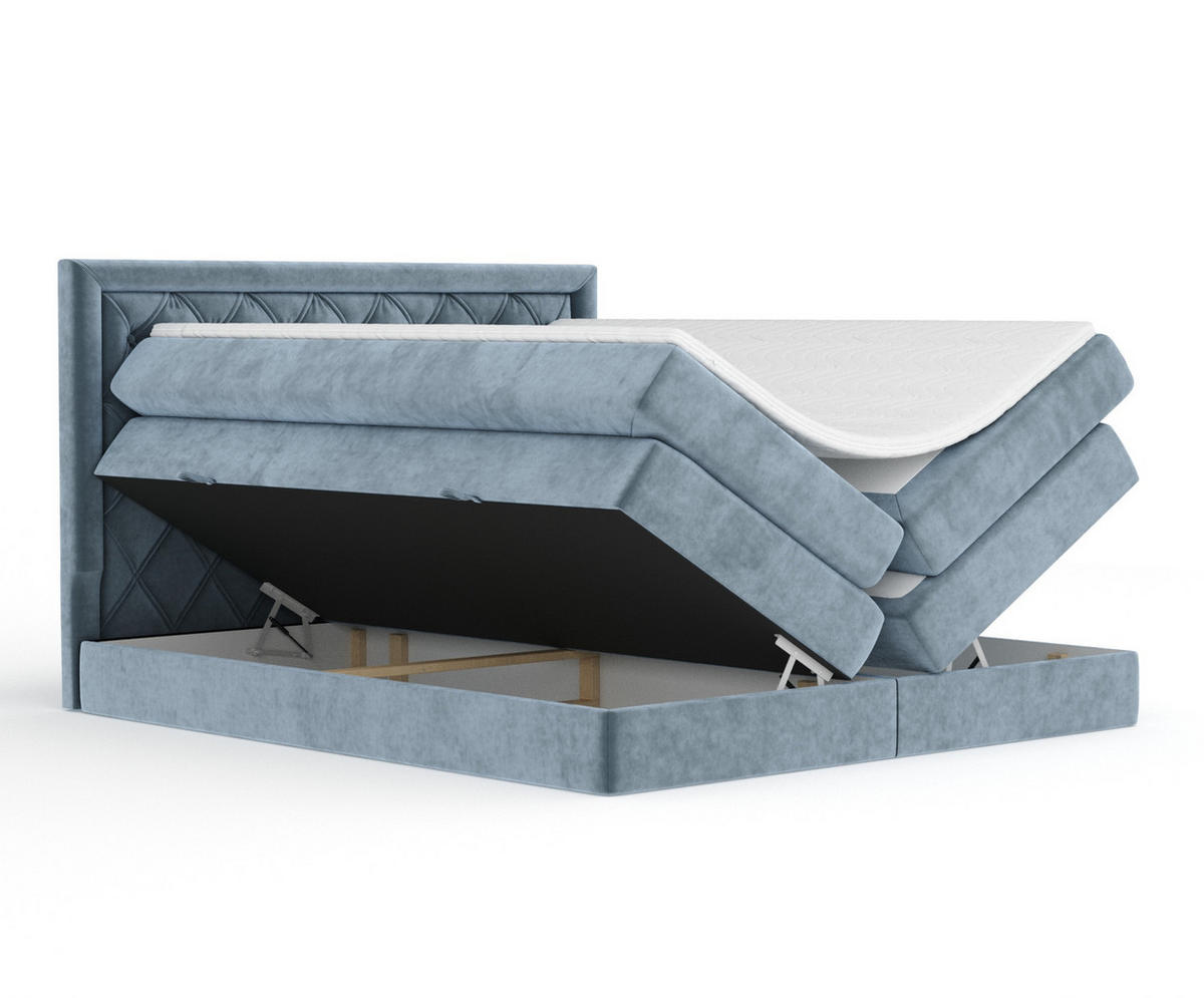 BOXSPRINGBETT Aurelia Blau Grau 160/200 cm - Blaugrau/Schwarz, Holz/Holzwerkstoff (160/200cm) - Maison de Reve