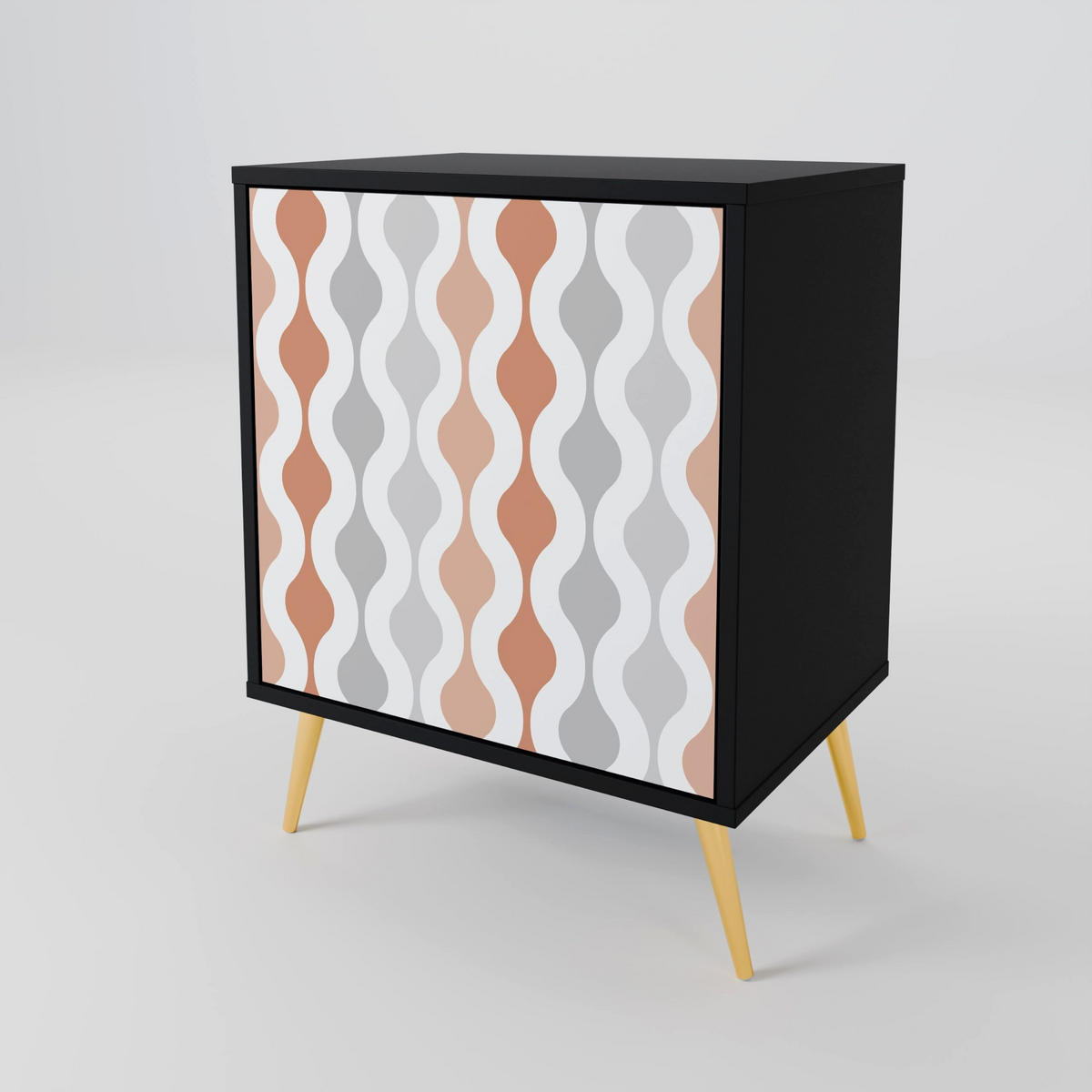 SIDEBOARD HAZY NOSTALGIA, Schwarz, 57,5x42x70,5 cm, Schwarze Metall-Sternfüße - Multicolor/Schwarz, Holzwerkstoff/Metall (57.5/70.5/42cm) - SpaceRebels