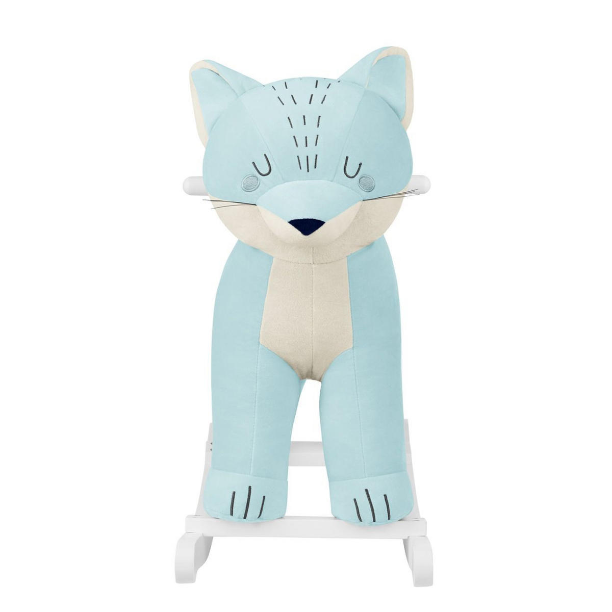 SCHAUKELTIER Fuchs türkis Plüsch, Holzgriffe, Holzkufen, Fußstützen, ab 18 Monate, bis 30 kg - Türkis, Textil (26/58/63cm) - Kikka boo