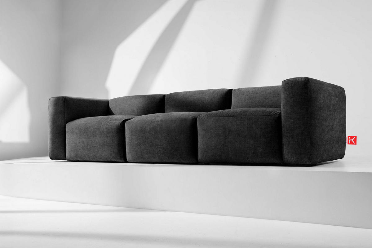 3-SITZER-MODULSOFA BUFFO mit extrem weicher und bequemer Sitzfläche, Gewebestoff, graphit - Graphitfarben, Textil (290/73/96cm) - KONSIMO®