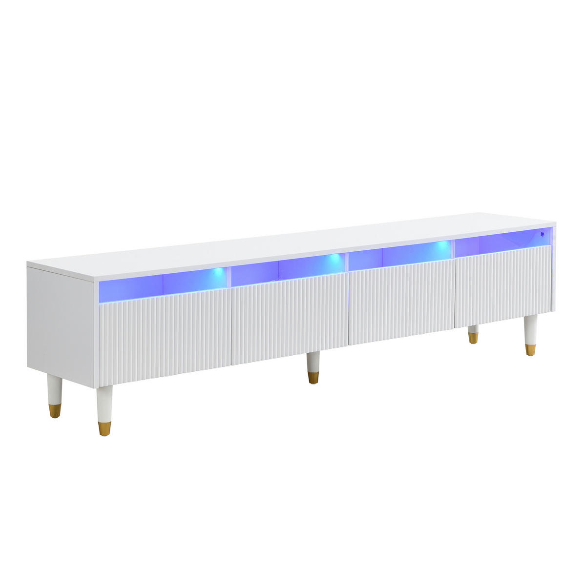OBÝVACÍ sestava z MDF 178x35x45 / 110x50x40 cm bílá s LED osvětlením, úložným prostorem a akrylovými prvky - bílá, kompozitní dřevo (178/35/45cm) - Modfu
