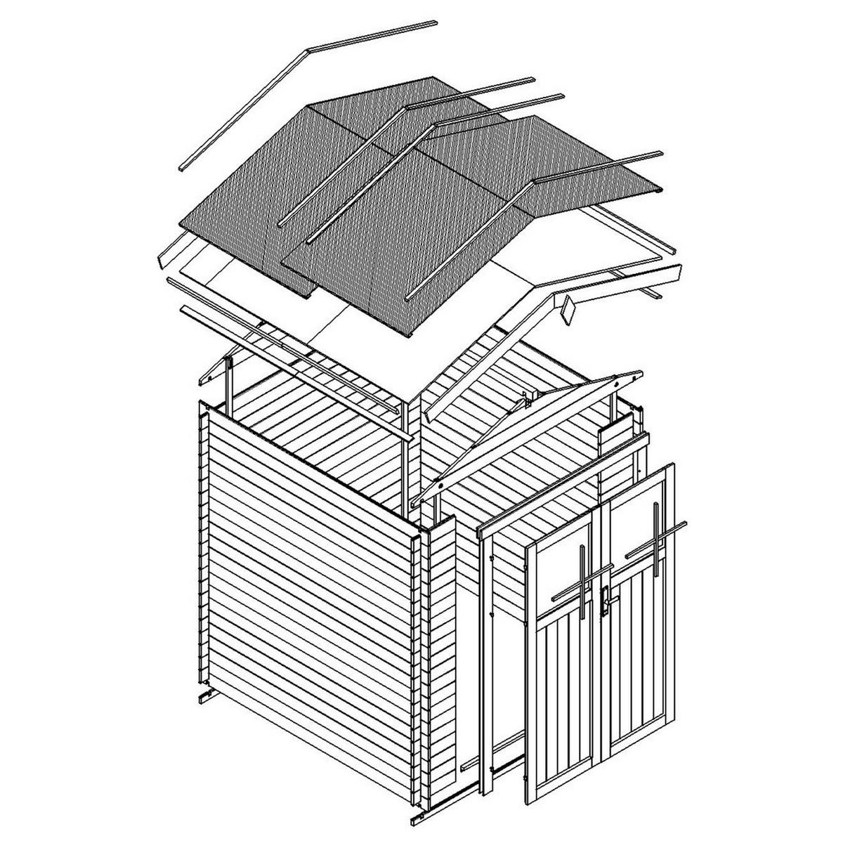 GARTENHAUS aus Holz - B196xL186xH218 cm/ 2,82 m2 - M320F - Beige, Holz (180/218/186cm) - Timbela