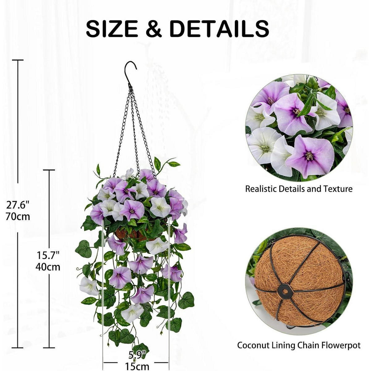 HÄNGEPFLANZE Morning Glory Kunstpflanze 70 cm Weiß/Violett - Multicolor, Textil (22cm)
