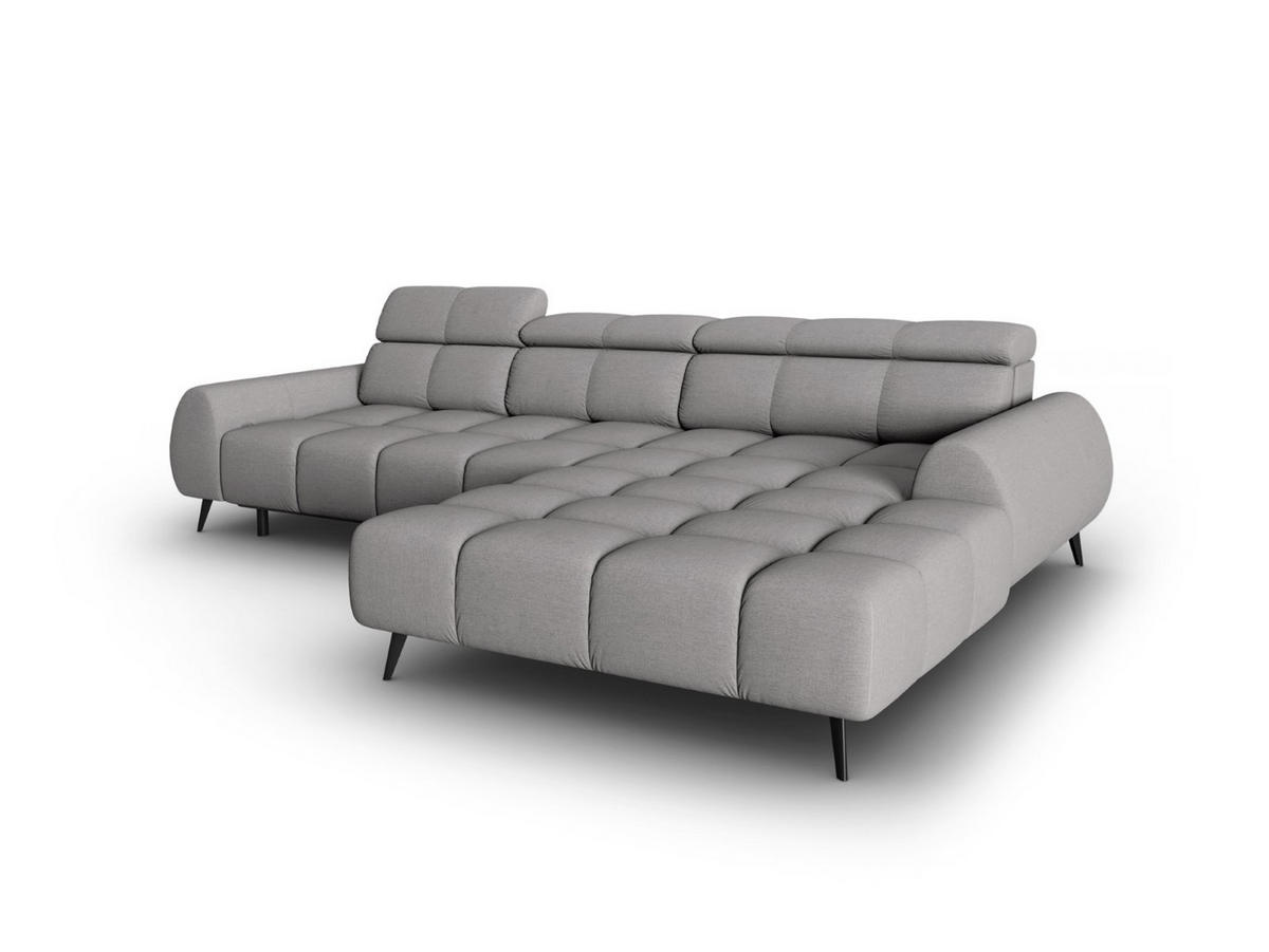 ELEKTRISCHES-ECKSOFA rechts Alyse aus strukturiertem Stoff hellgrau 5 Sitzplätze - Hellgrau, Textil (188/295cm) - Micadoni