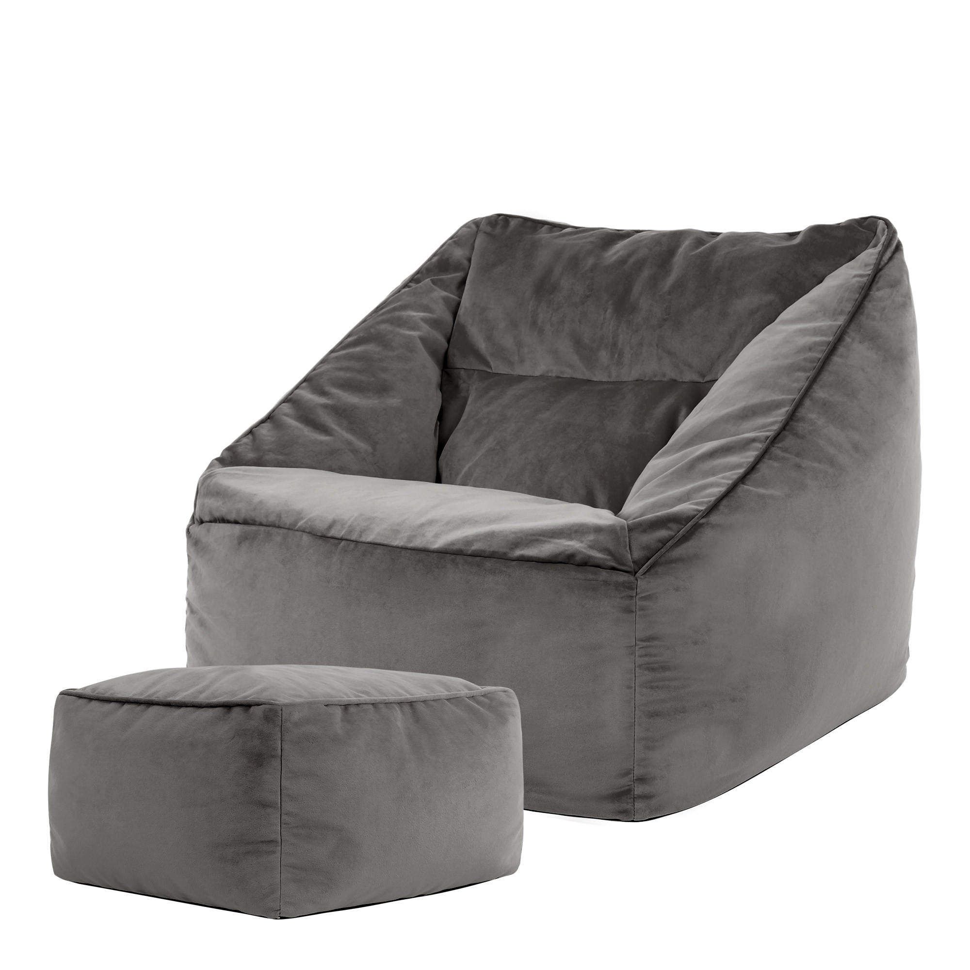 SITZSACK Sessel mit Sitzpouf - Grau, Kunststoff (100/80/88cm) - icon