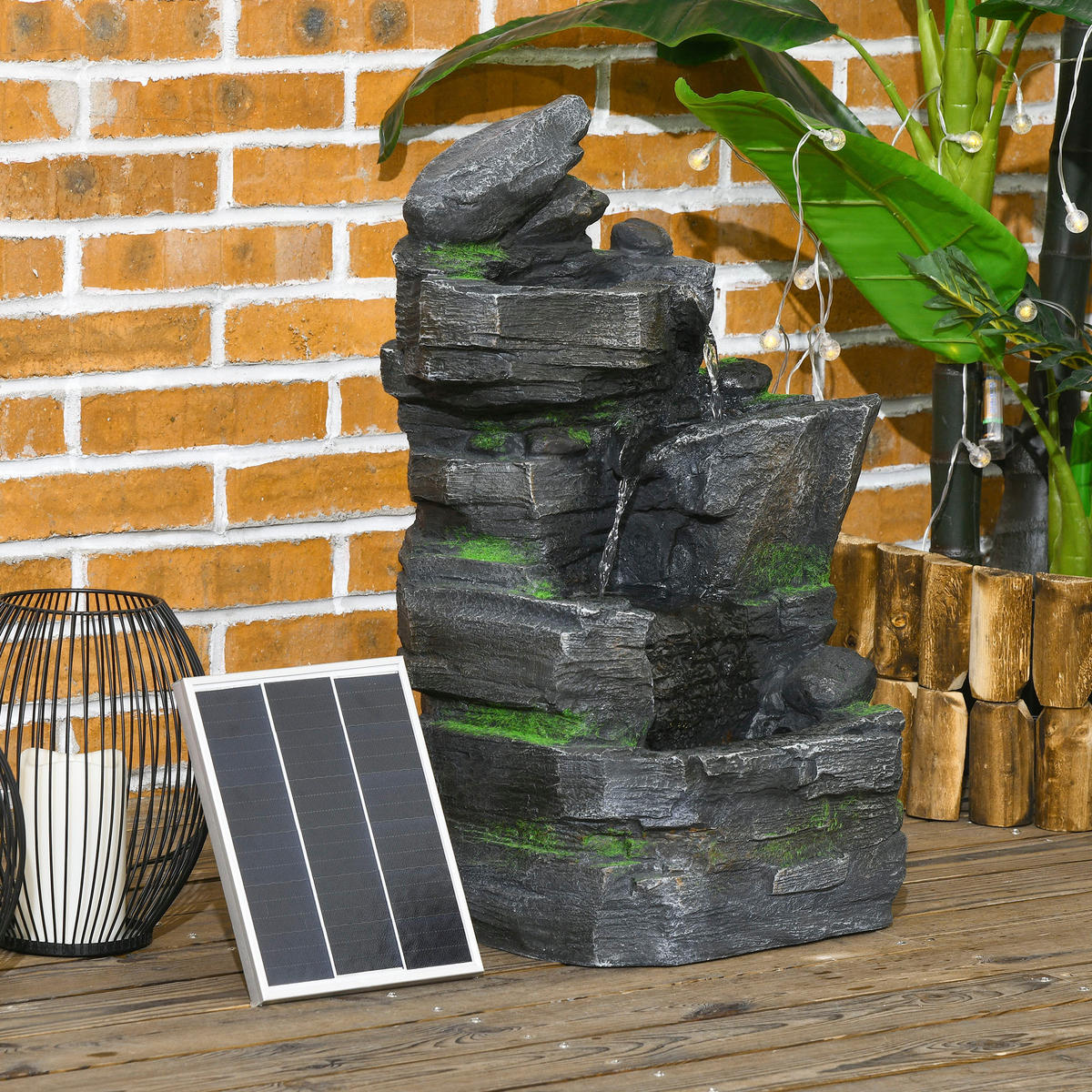 GARTENBRUNNEN, Kunstharz, Dunkelgrau - Dunkelgrau, Kunststoff (34/28/57cm) - Outsunny