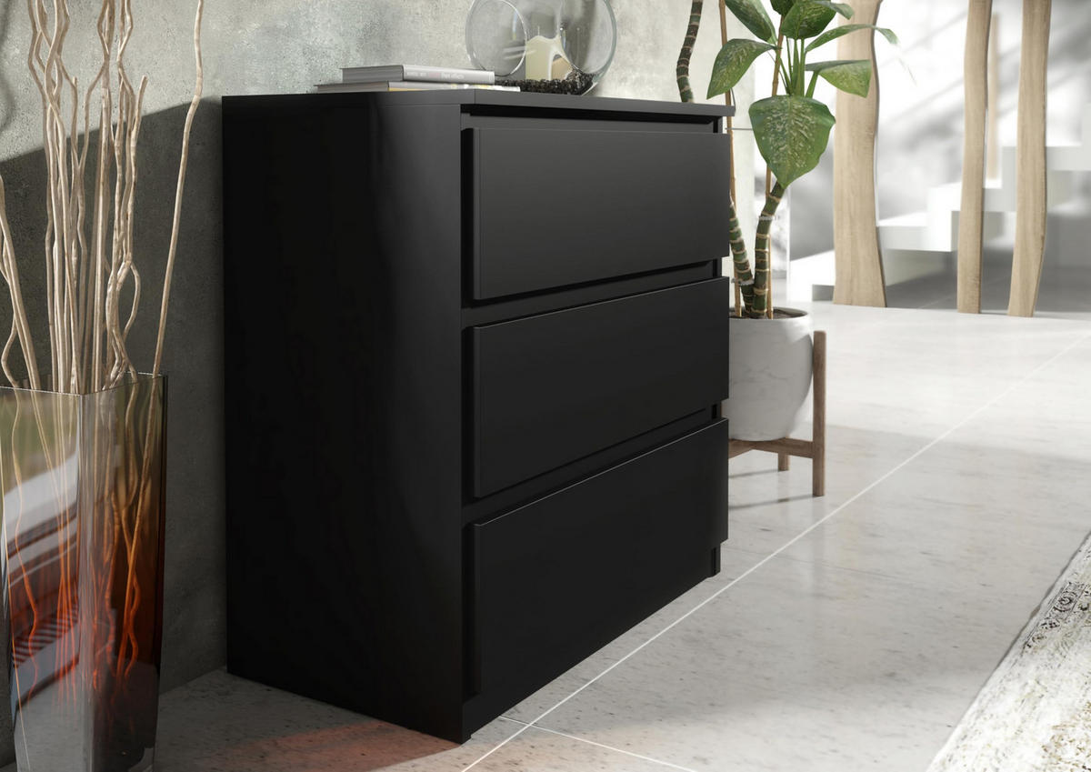 KOMMODE 70 Schwarz 70x39x78,5 cm - Schwarz, Holzwerkstoff (70/78.5/39cm) - Mobelsta
