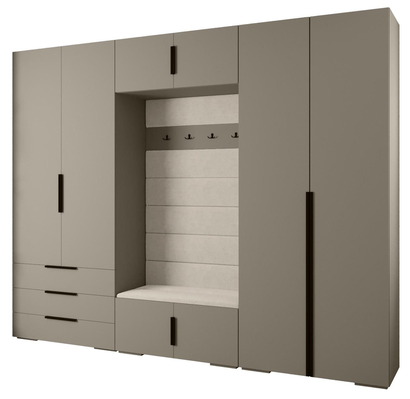 Abiks Möbel Garderoben-Set Kaschmir, Beige, Schwarz 300x236.7x47 cm