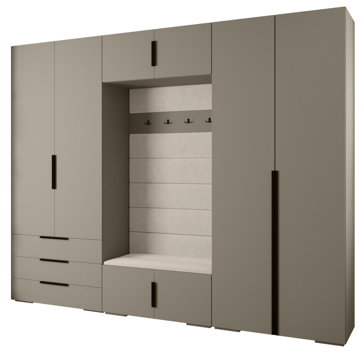 GARDEROBEN-SET 236,7/300/47 - Kaschmir/Schwarz, Holz/Kunststoff (300/236.7/47cm) - Abiks Möbel