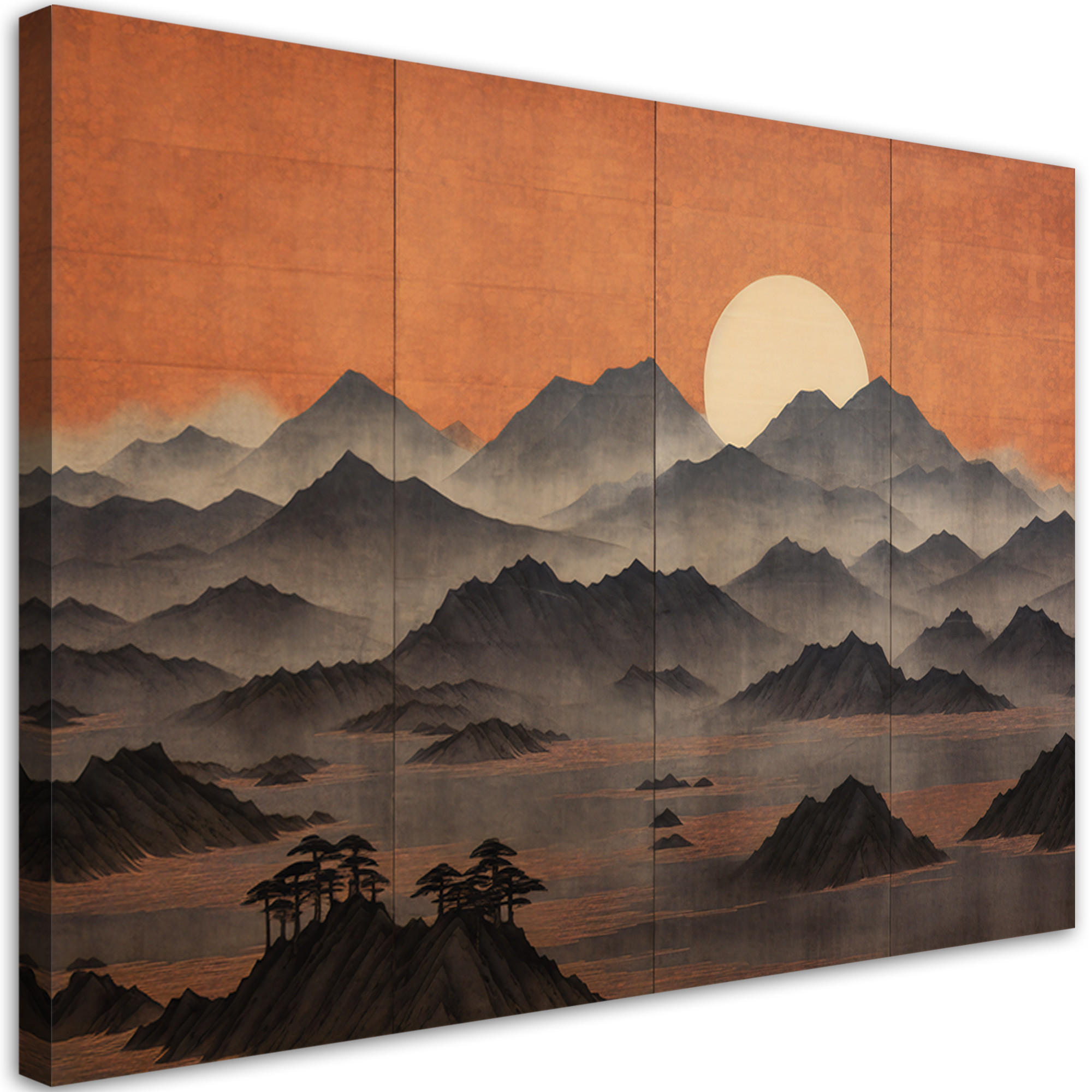 WANDBILD Wandbild für das wohnzimmer berglandschaft 3d - Orange, Textil (60/40cm) - Feeby