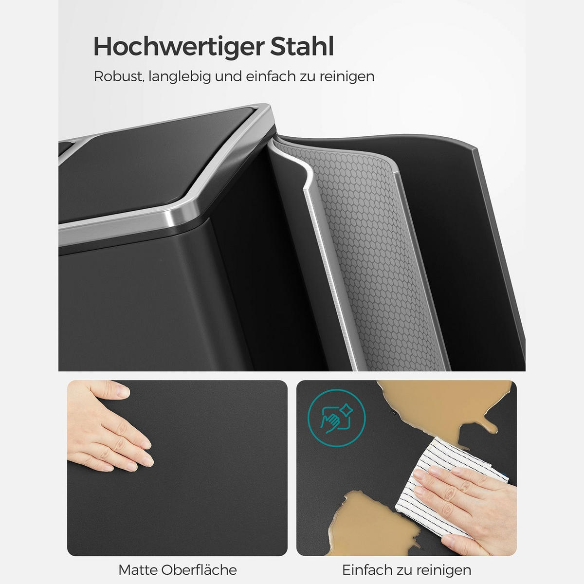 MÜLLEIMER St. John's - Schwarz, Metall (31.5/56/61.5cm) - Hansiro