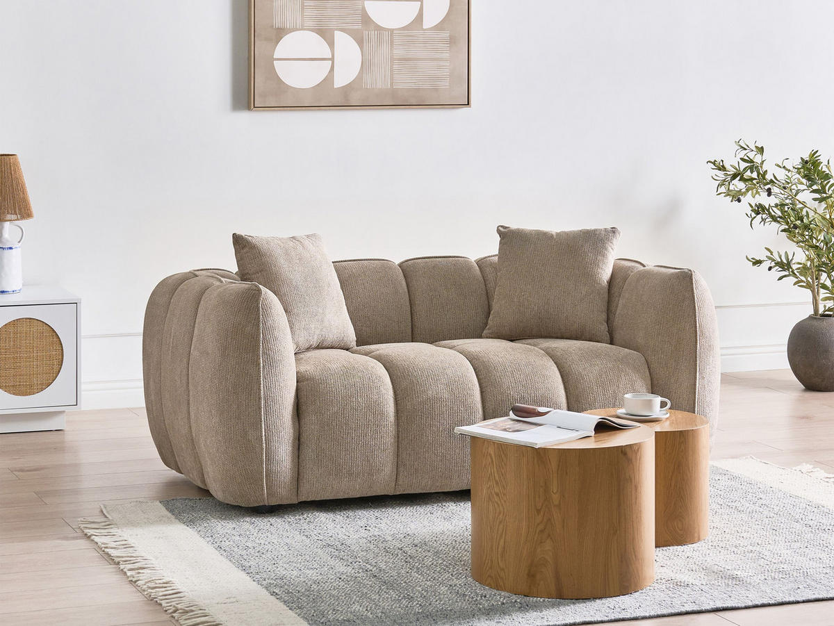 POHOVKA 2-místná Látka Taupe Ness - šedohnědá, textil (170/68/85cm) - Beliani