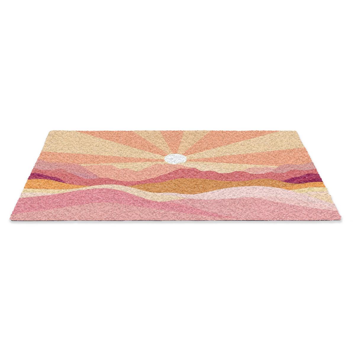 FUSSMATTE Berge - Abstrakt - Sonnenstrahlen - Rosa Sauberlaufmatte 90x60 cm - Rosa, Kunststoff (90/0.4cm) - MuchoWow