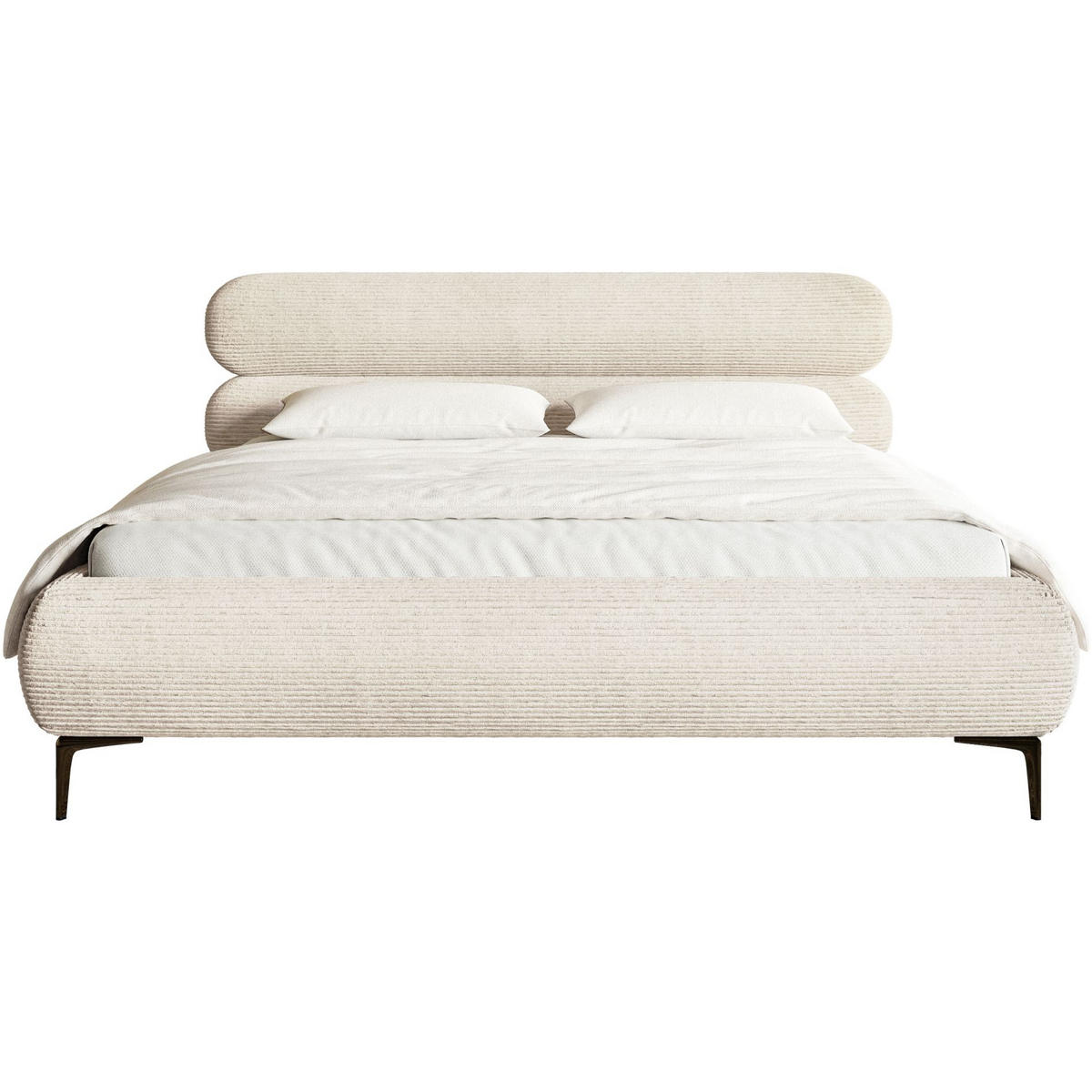 POLSTERBETT Roule Cord Hellbeige 140x200 cm - Ecru/Schwarz, Textil/Metall (140/200cm) - Selsey
