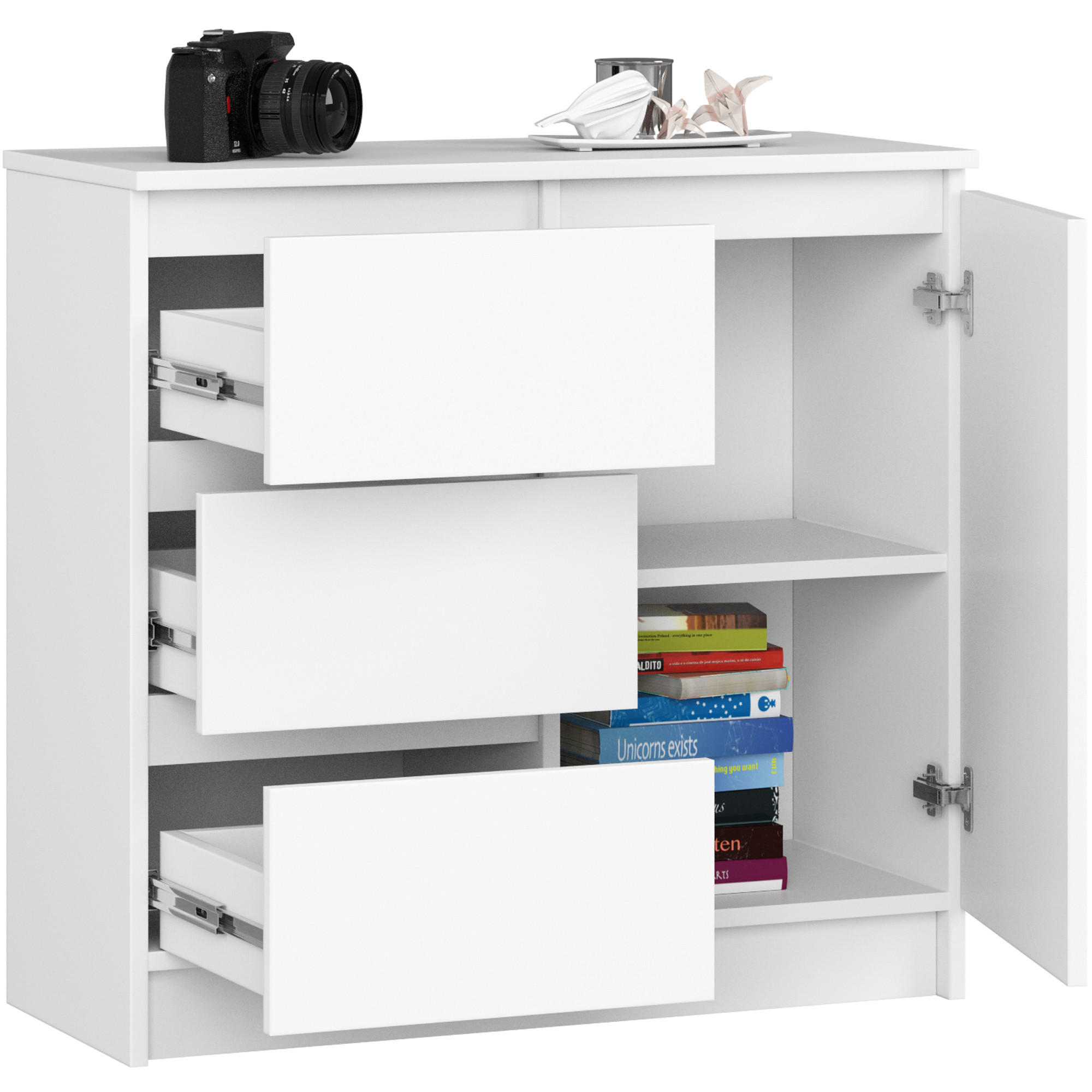 KOMMODE Weiß 35x80x77 cm - Weiß, Holzwerkstoff (80/77/35cm) - Akord