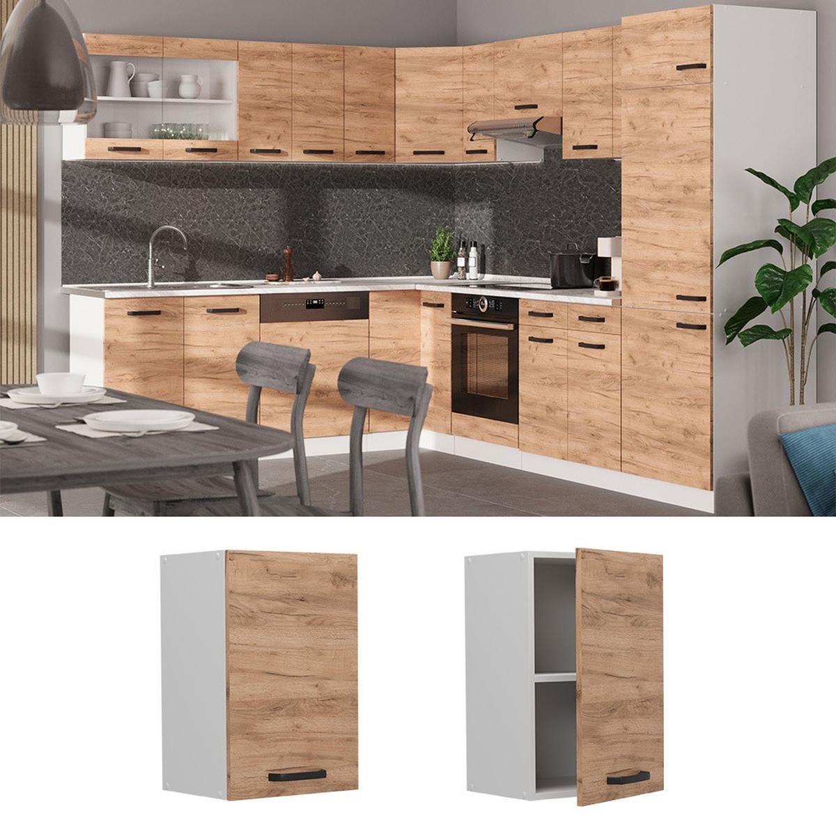 DULAP DE PERETE R-Line Stejar Goldkraft 40 cm - stejar miere/alb, compozit lemnos (40/60/31cm) - Vicco