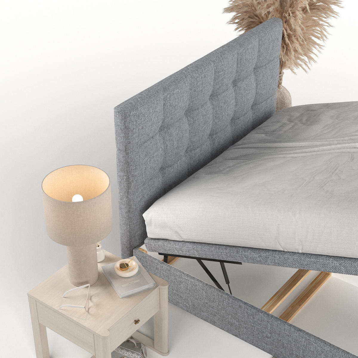 POLSTERBETT Guam mit Stauraum 140/200 cm Grau im Alta Stoff - Schwarz/Grau, Holz/Holzwerkstoff (140/200cm) - AltaBeds