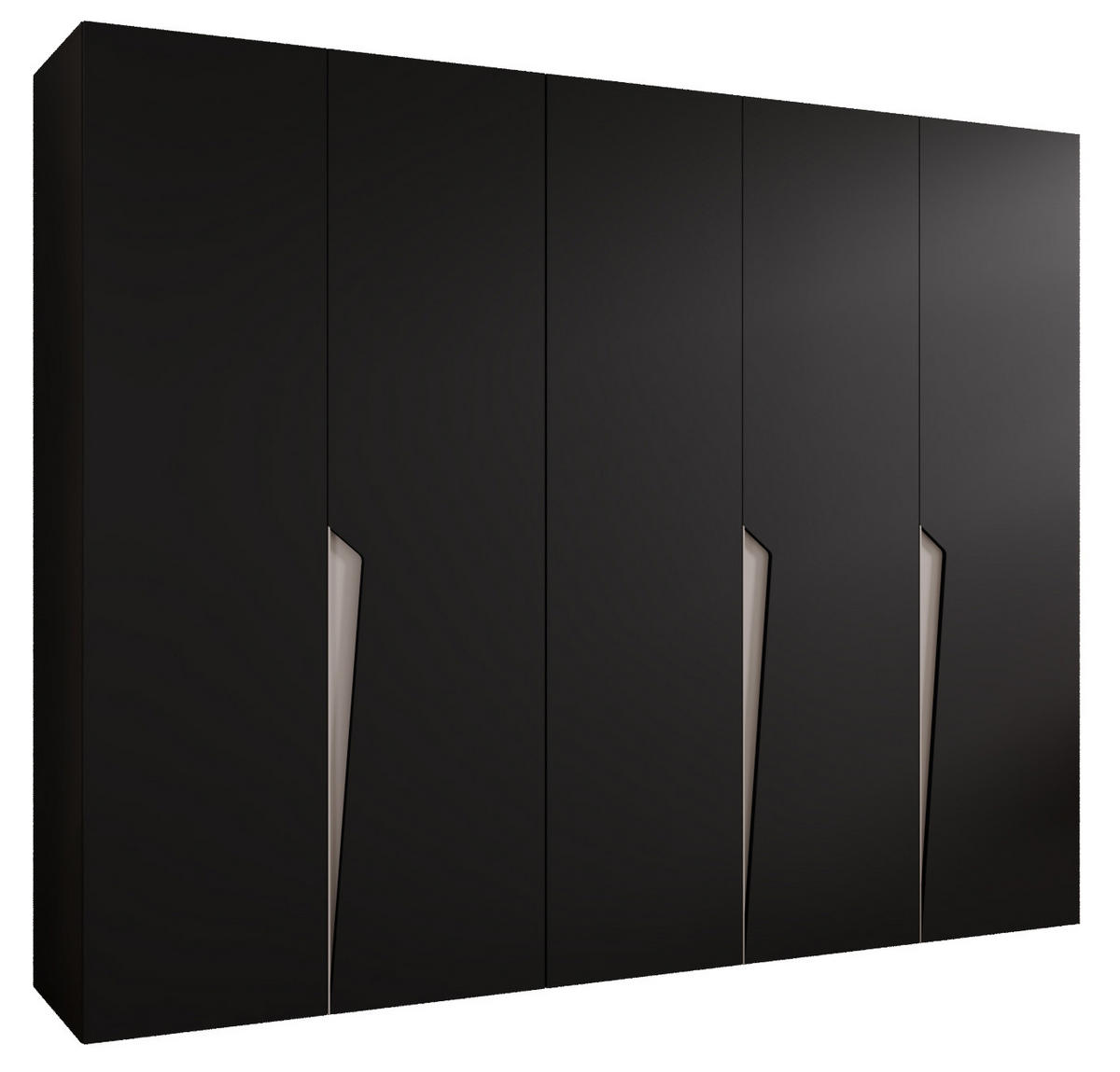 DREHTÜRENSCHRANK 202/250/52 5-türig - Beige/Schwarz, Holz/Metall (250/202/52cm) - Abiks Möbel