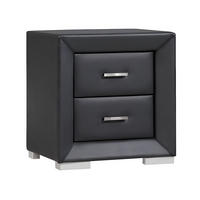 NACHTTISCH mit 2 Schubladen - Kunstleder - Schwarz - CAPITOLE - Schwarz, Leder (51.5/54.5/43cm) - Vente-Unique