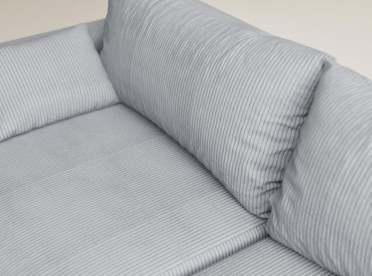 ECKSOFA MIT SCHLAFFUNKTION Leon Hellgrau Samtstoff - Hellgrau/Schwarz, Holz/Holzwerkstoff (239/148cm) - Maison de Reve