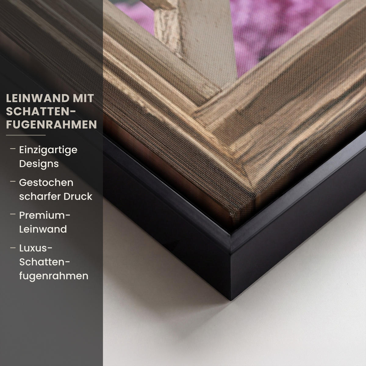 LEINWAND Bilder mit Rahmen - Aussicht - Garten - Fenster - Hortensie - Blumen - 60x90 - Pastellblau, Textil (60/90cm) - MuchoWow