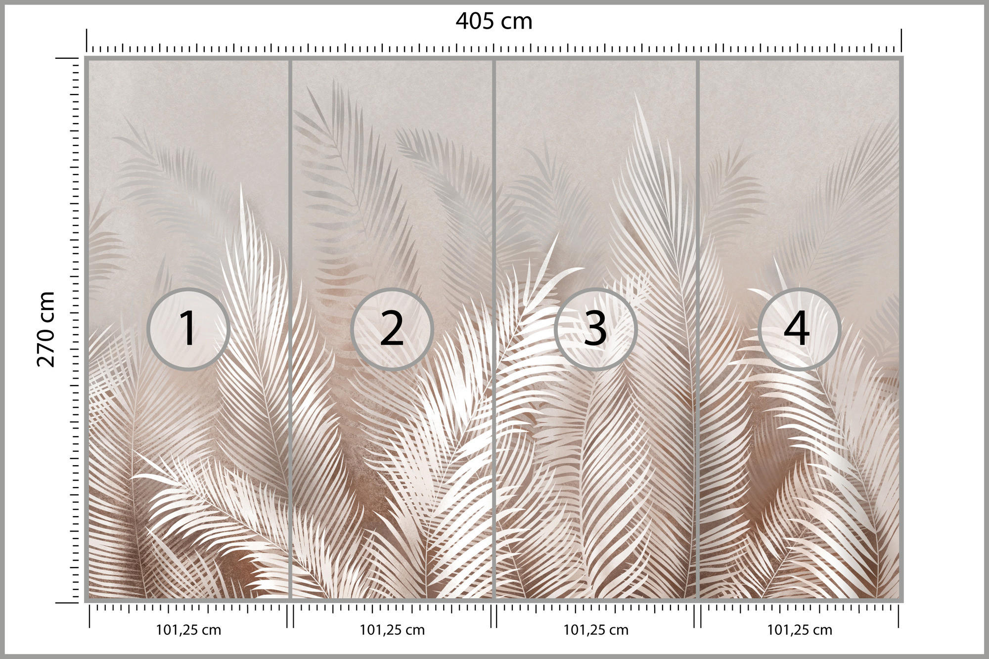 FOTOTAPETE Palmenblätter Pflanzen Natur Boho Stil 405x270cm - Beige/Braun, Papier (405/270cm) - Muralo